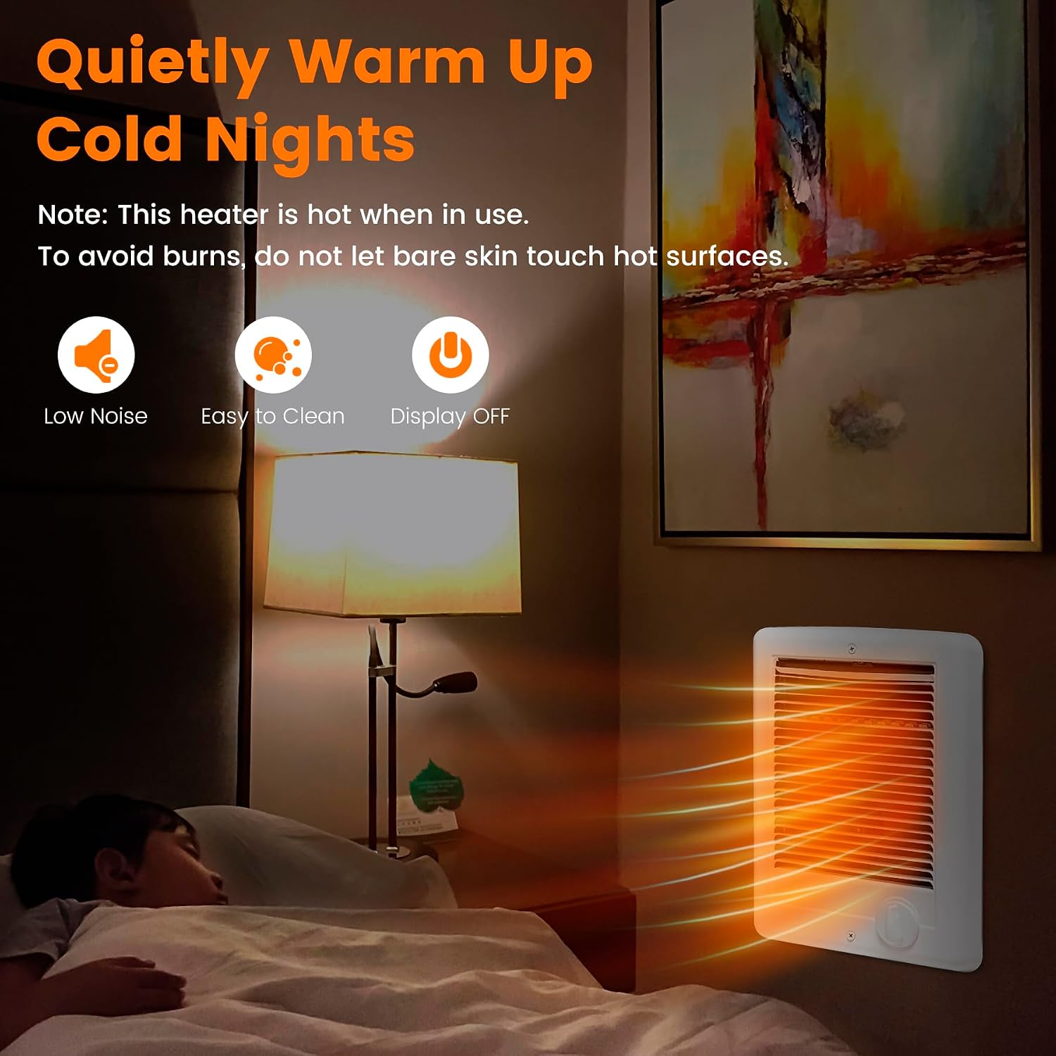 Electric Wall Heater for Indoor Use Complete Unit with Thermostat, Wall Mounted Heaters for Large Room/Garage(Model: CSC101TW, Part: 67508), 3412 BTU