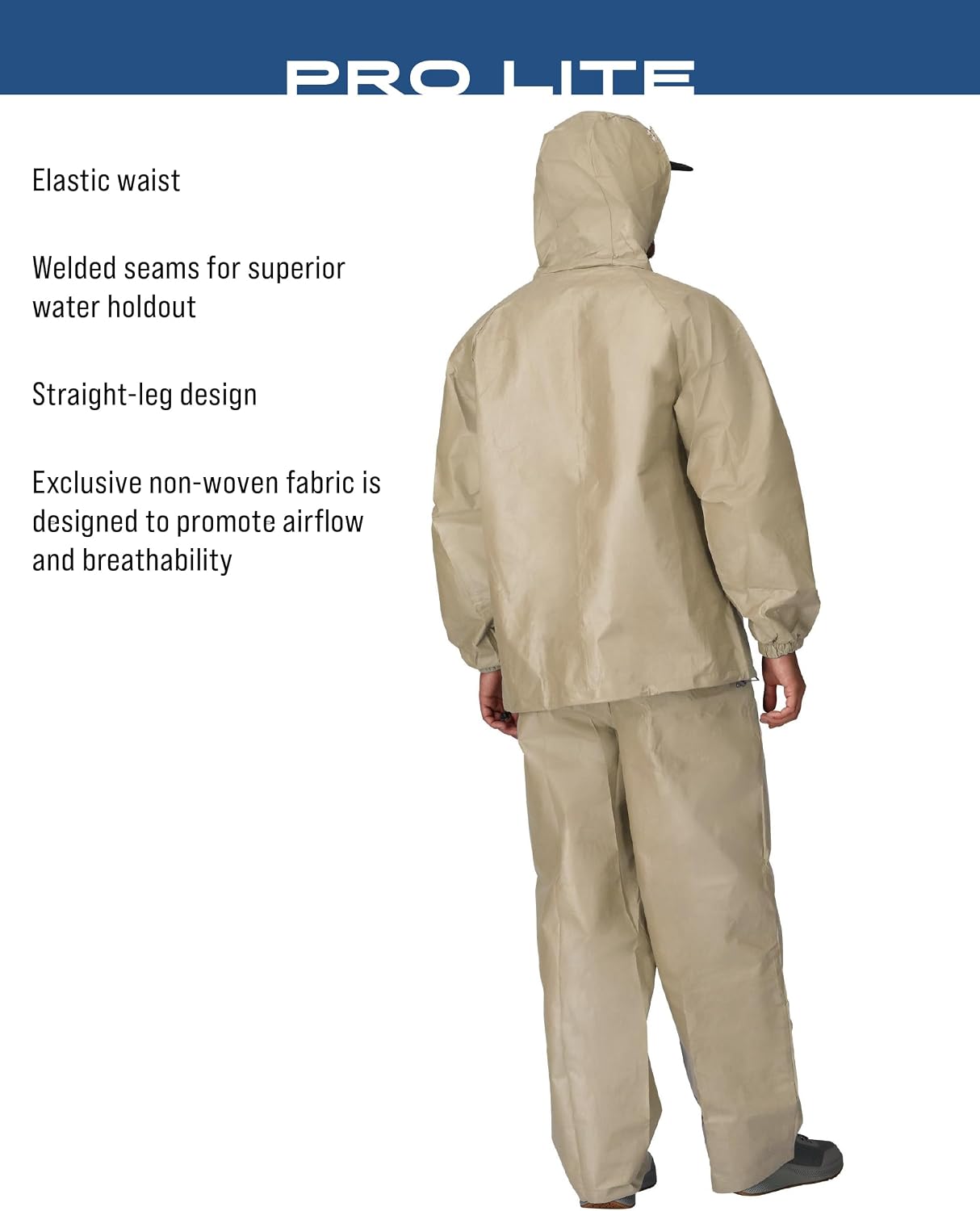 FROGG TOGGS Men's Pro Lite Rain Suit, Waterproof, Breathable, Dependable Wet Weather Protection, Carbon Black, XL/XXL