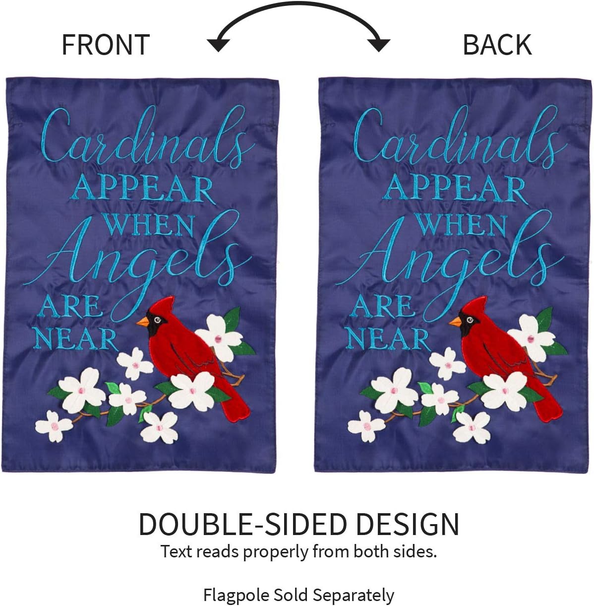 Cardinals Appear Garden Applique Flag - 13 x 1 x 18 Inches