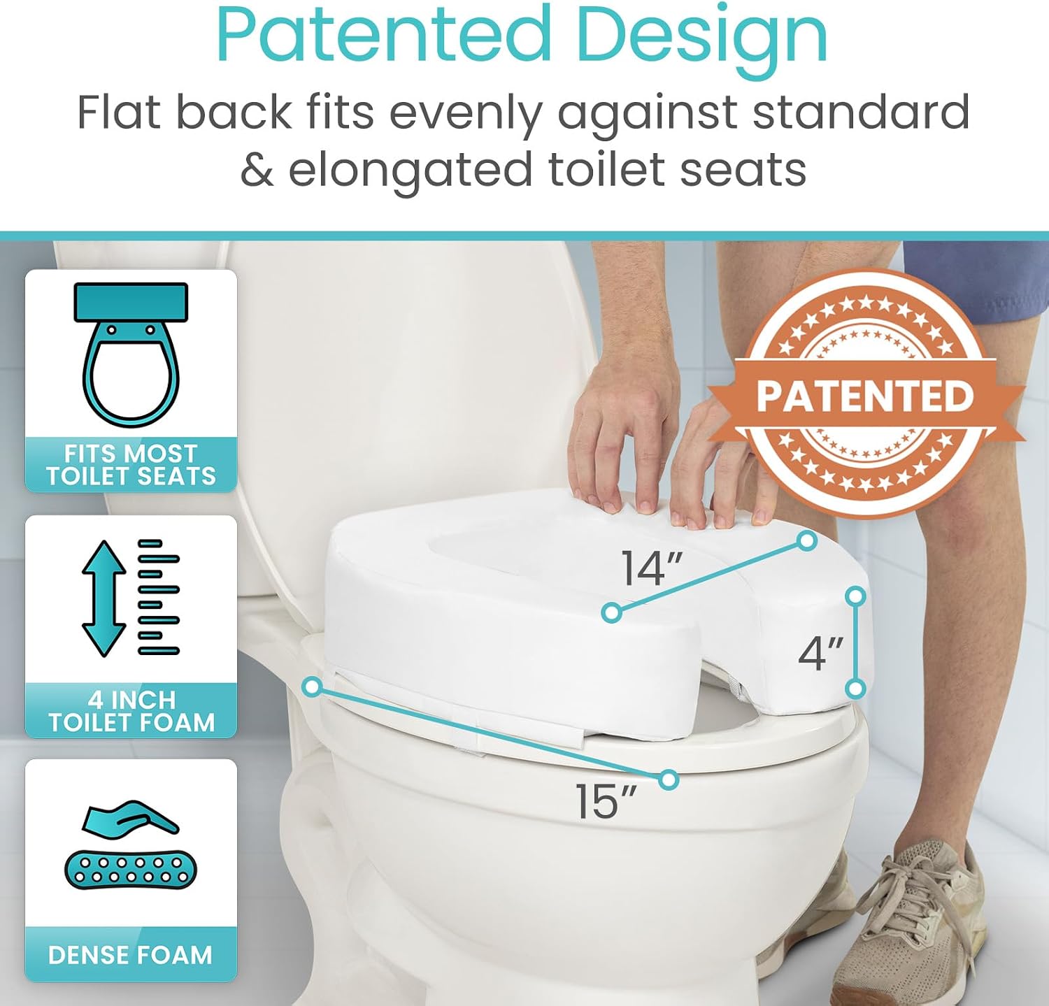 Vive Toilet Seat Cushion (Soft Cushioned Foam) - Easy Clean Soft Padded