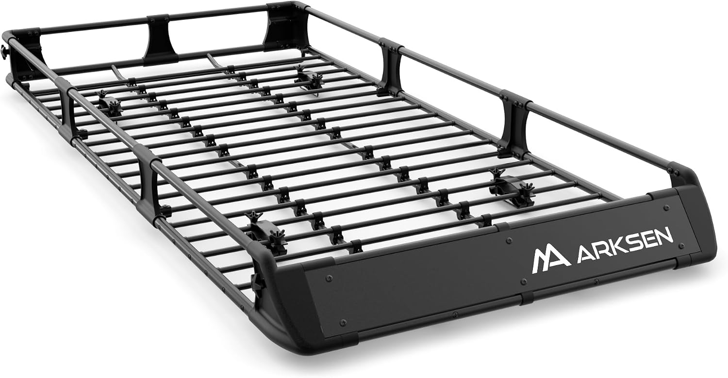 2-in-1 Foldable Fairing Roof Rack Cargo Basket (Deflector & Flat Mode), 64" x 39" Heavy Duty Steel Rooftop Carrier, 250 lbs Max Load, Fits SUV Truck Pickup for Kayaks, Canoes & Luggage