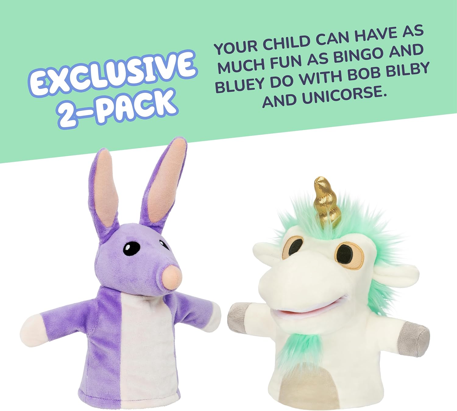 Bingo & Bluey Plush Toys 2-Pack, Soft Deluxe Fabric, Embroidered