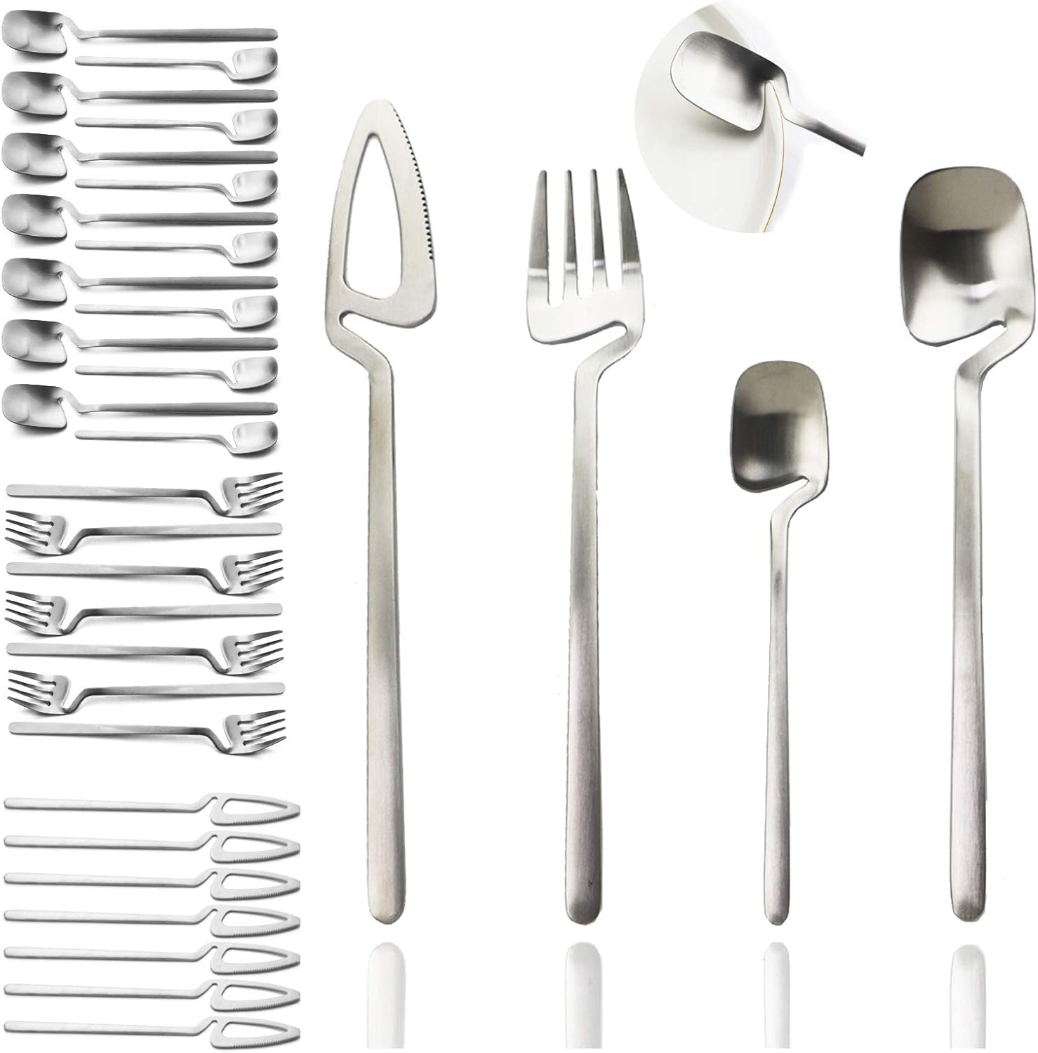 JASHII Silverware Set Satin Finish 24-Piece Stainless Steel Flatware Set Kitchen Utensil Set Service for 6 Tableware Cutlery Set Dishwasher Safe