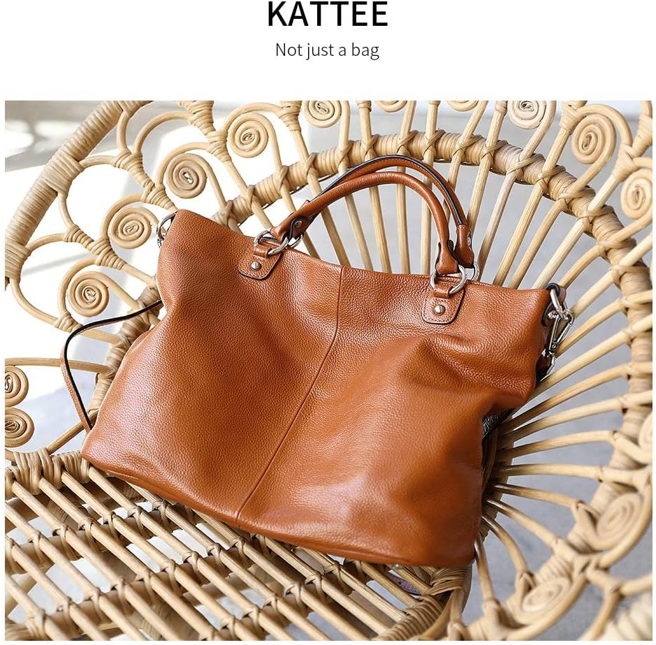 Kattee Genuine Leather Tote Purse for Women, Top Handle Satchel | Soft genuine leather tote with roomy storage and versatile carry for work, shopping, and travel.