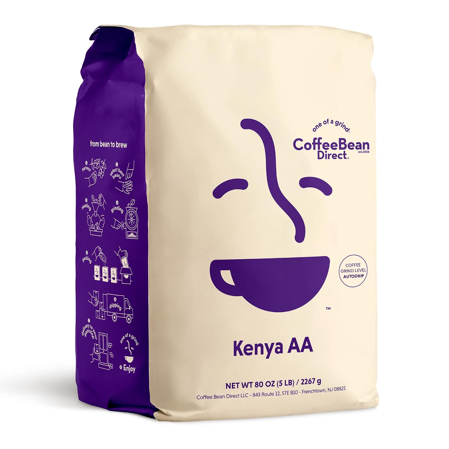 Coffee Bean Direct French Roast Papua New Guinea, Whole Bean, 5lb Bag | Dark Roast, Single Origin Arabica Coffee Beans
