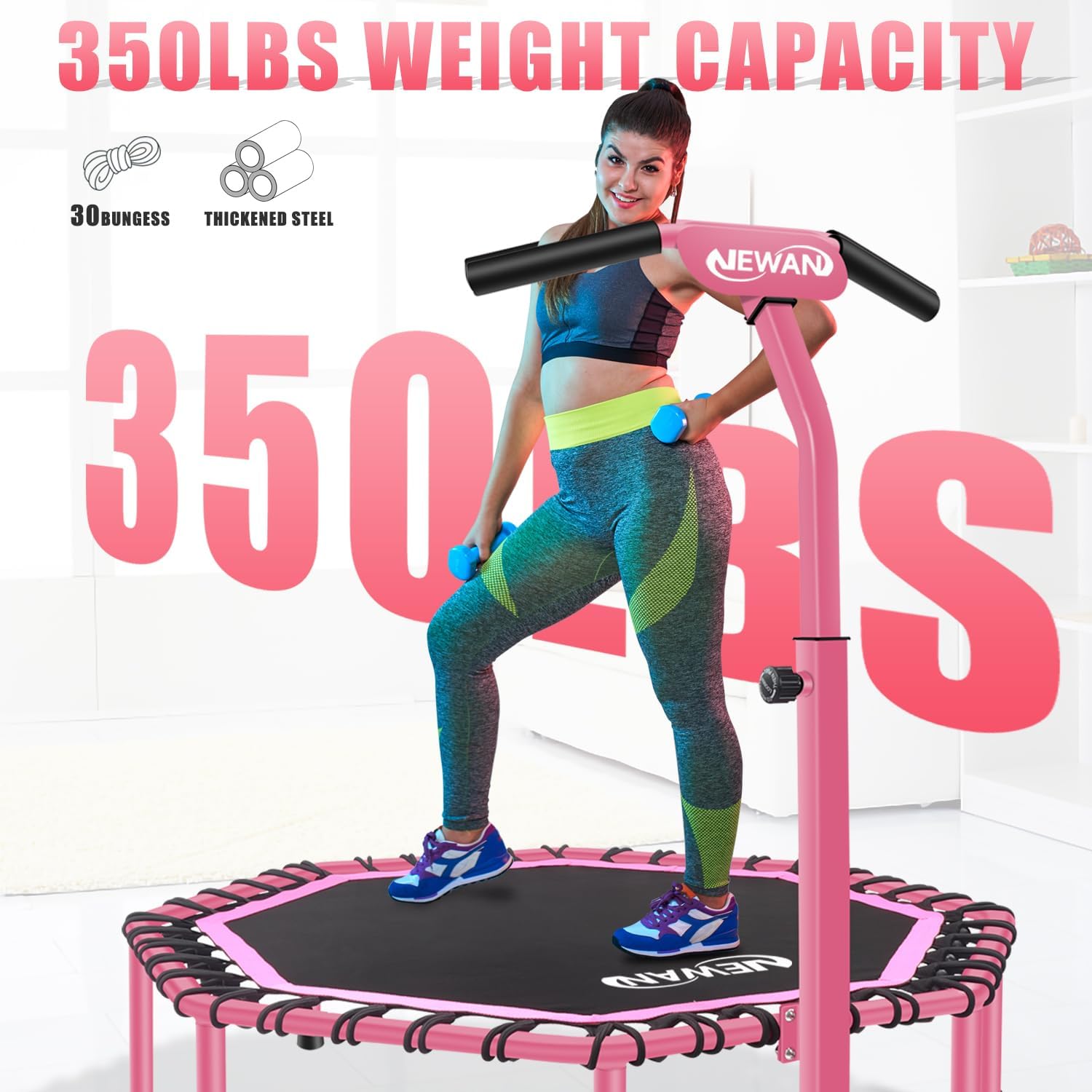 Newan 48" Fitness Trampoline with Adjustable Handle Bar