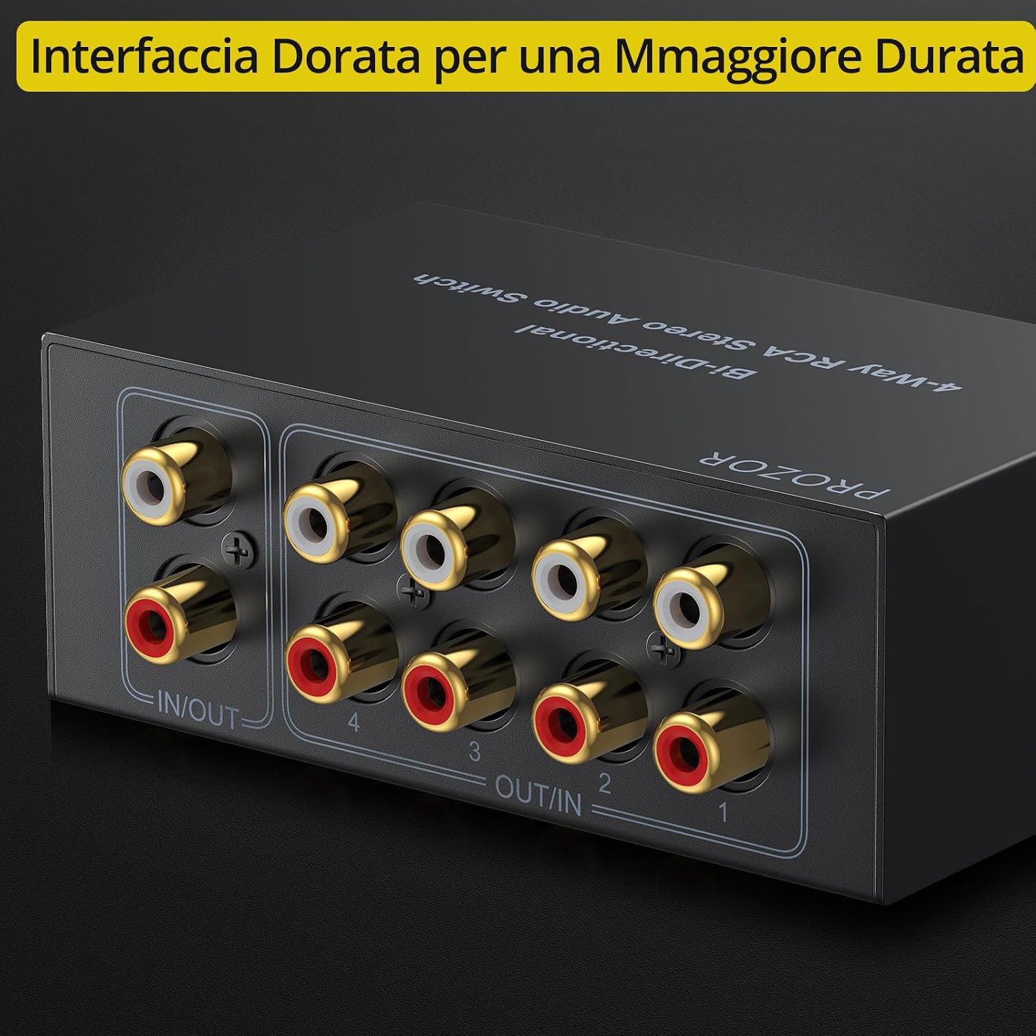 PROZOR RCA Stereo Audio Switcher - 2 in 1 Out R/L Stereo Audio Switch