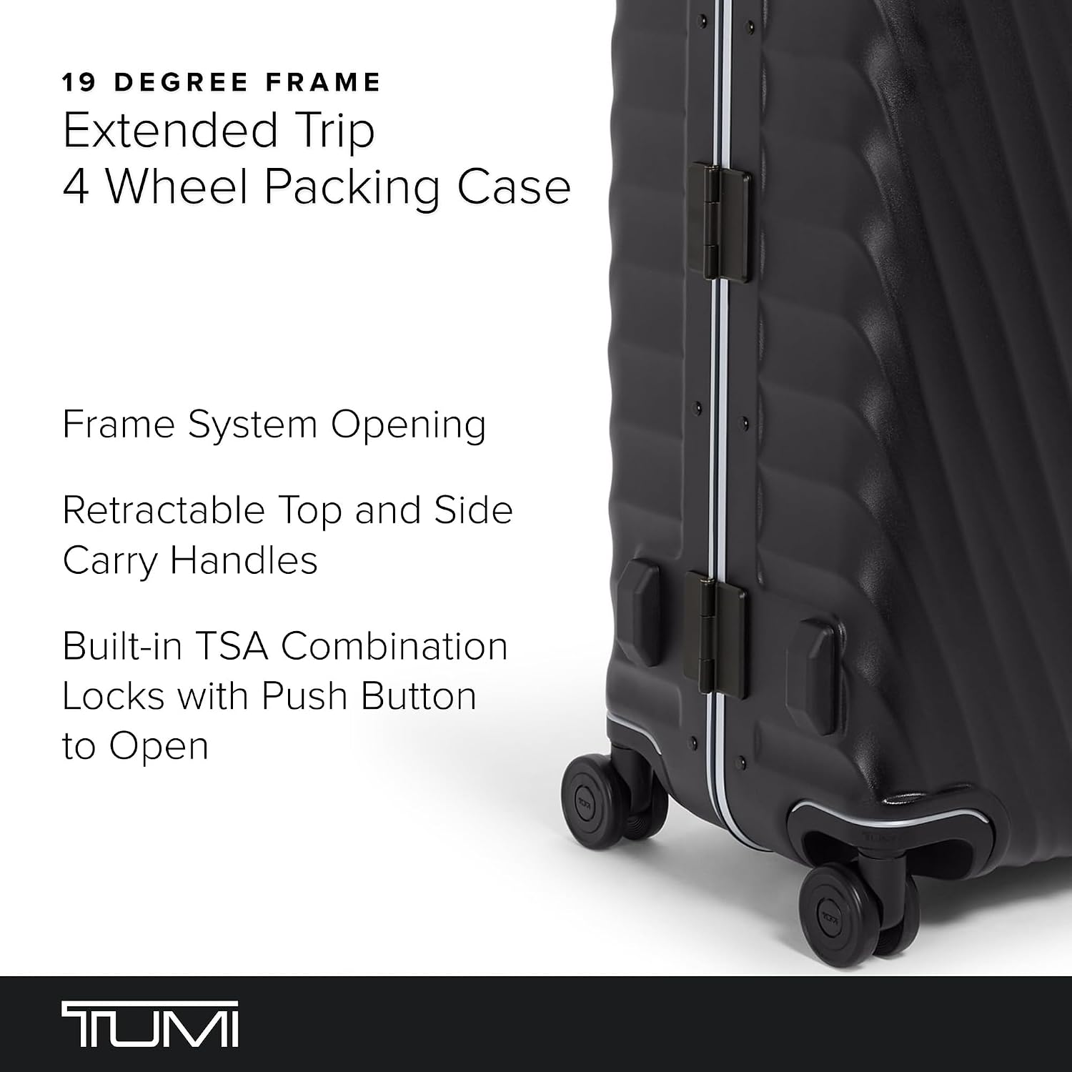 TUMI 19 Degree Frame Continental 4 Wheel Carry-On - Lightweight Suitcase - Hard Shell Luggage - 21.8" X 15.8" X 9.0" - Black Textured