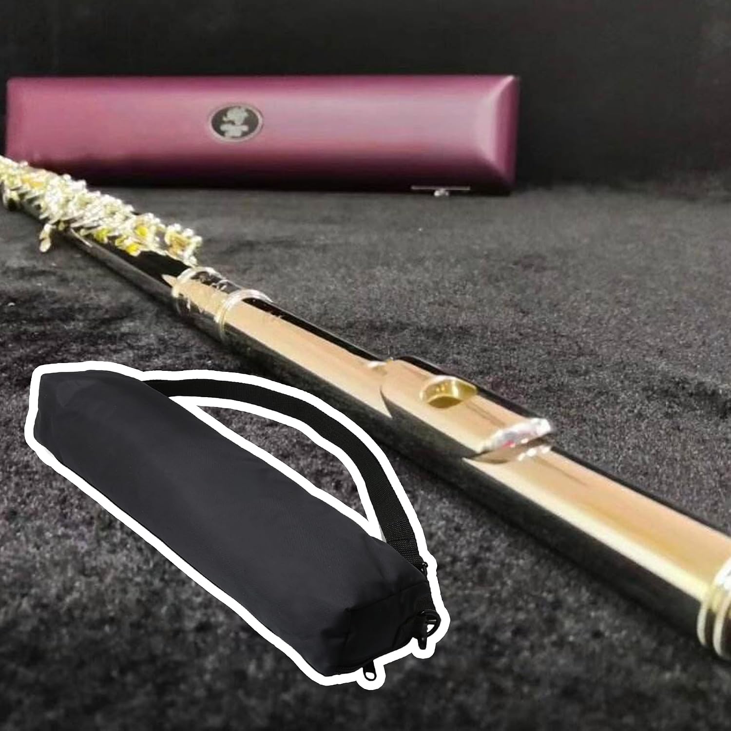 Mxfans Adjustable Shoulder Strap Flute Case Carrying Bag for 16 Holes C Foot Flute 16.14 Inch Length 4.13 Inch Width 2.56 Inch High