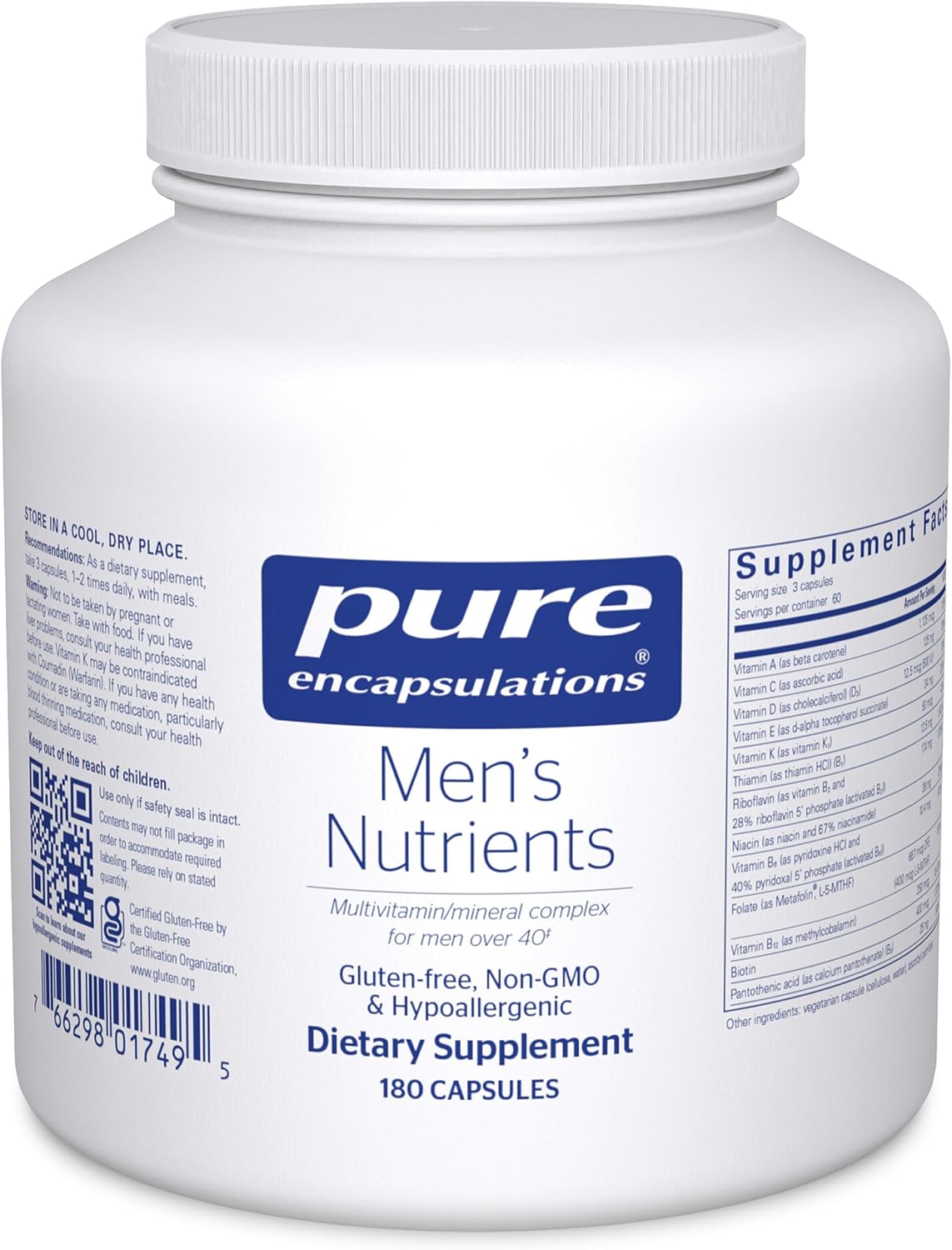 Pure Encapsulations Men's Nutrients - Multivitamin Mineral Supplement to Support Energy, Endurance & Stamina in Men Over 40* - Vitamin D & Vitamin C - Gluten-Free & Non-GMO - 360 Capsules | Multivitamin Mineral Supplement to Support Energy, Endurance and…