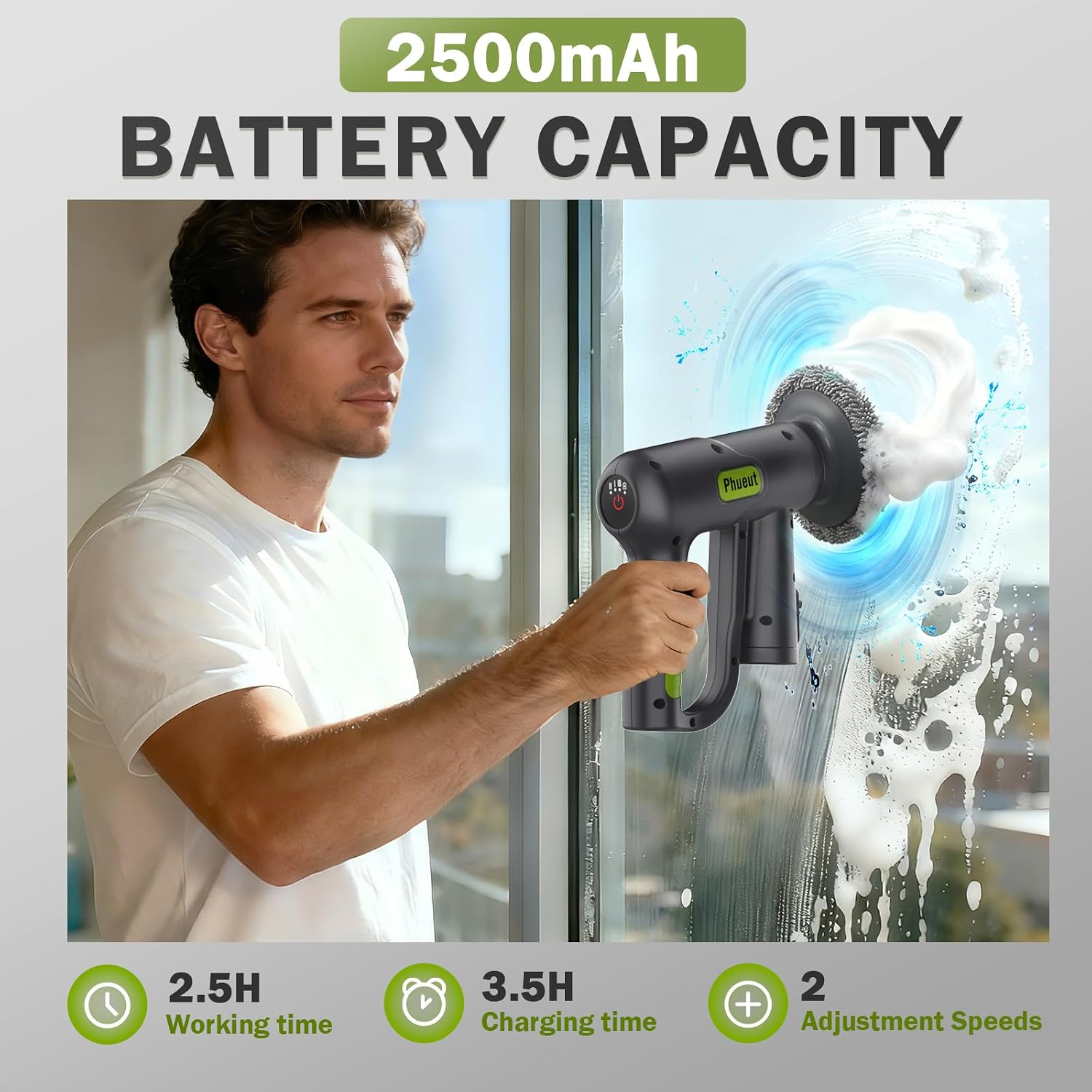 Electric Spin Scrubber Cordless, 2 Speeds Power Cleaning Brush