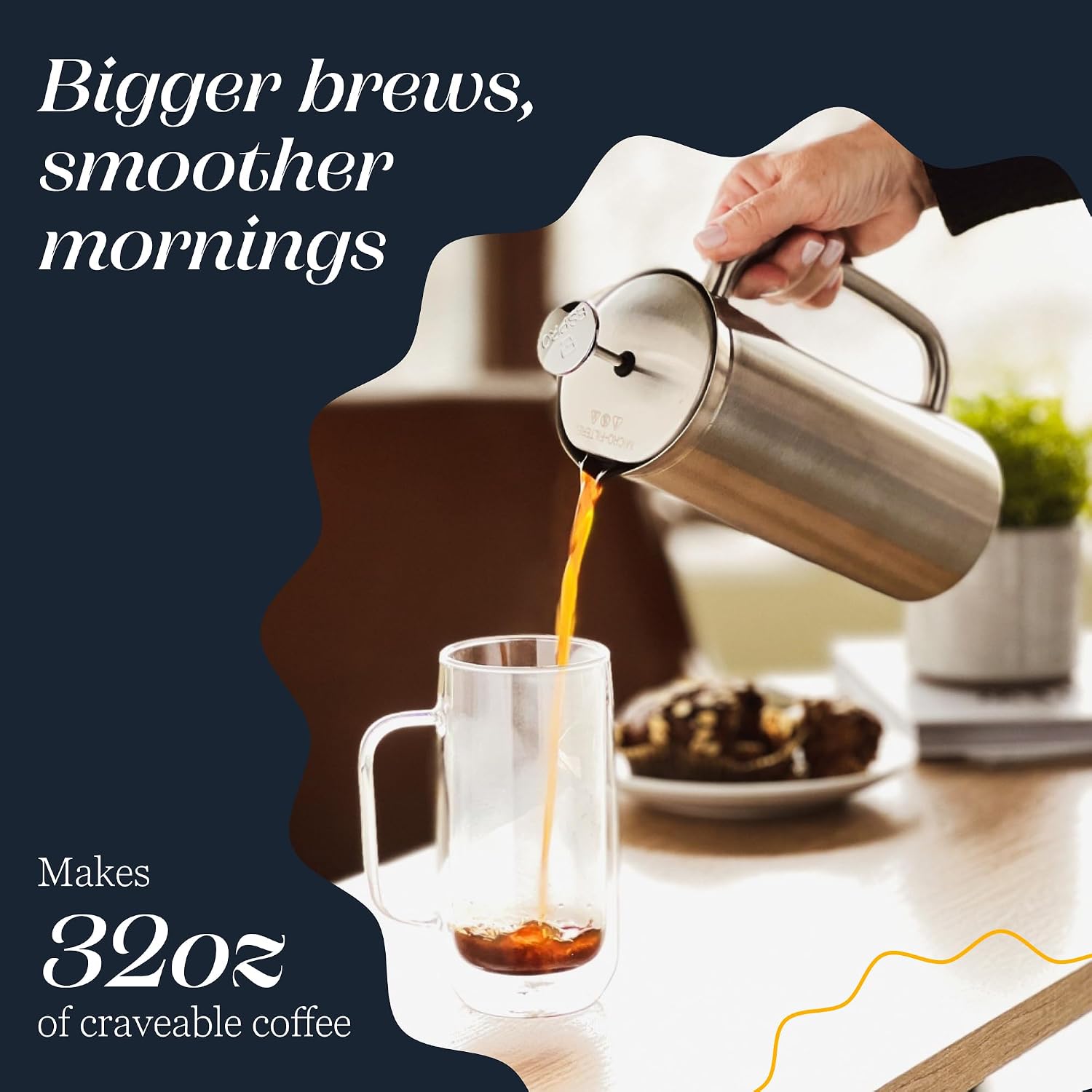 ESPRO P7 French Press, 18oz, Brushed, Stainless Steel Coffee Maker | Double Filter Coffee Press, Grit-Free Coffee, Heat Resistant Insulated tea Press, Easy Hot and Cold Coffee Brewer, Tea Brewer