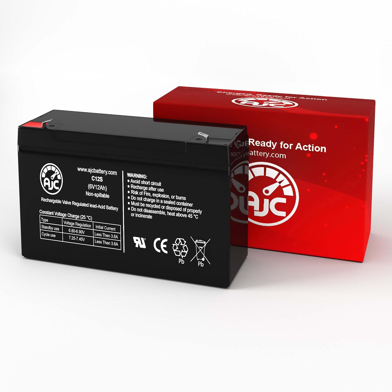 AJC Battery Compatible with Zareba 10 Mile Solar Charger 6V 12Ah Alarm Battery