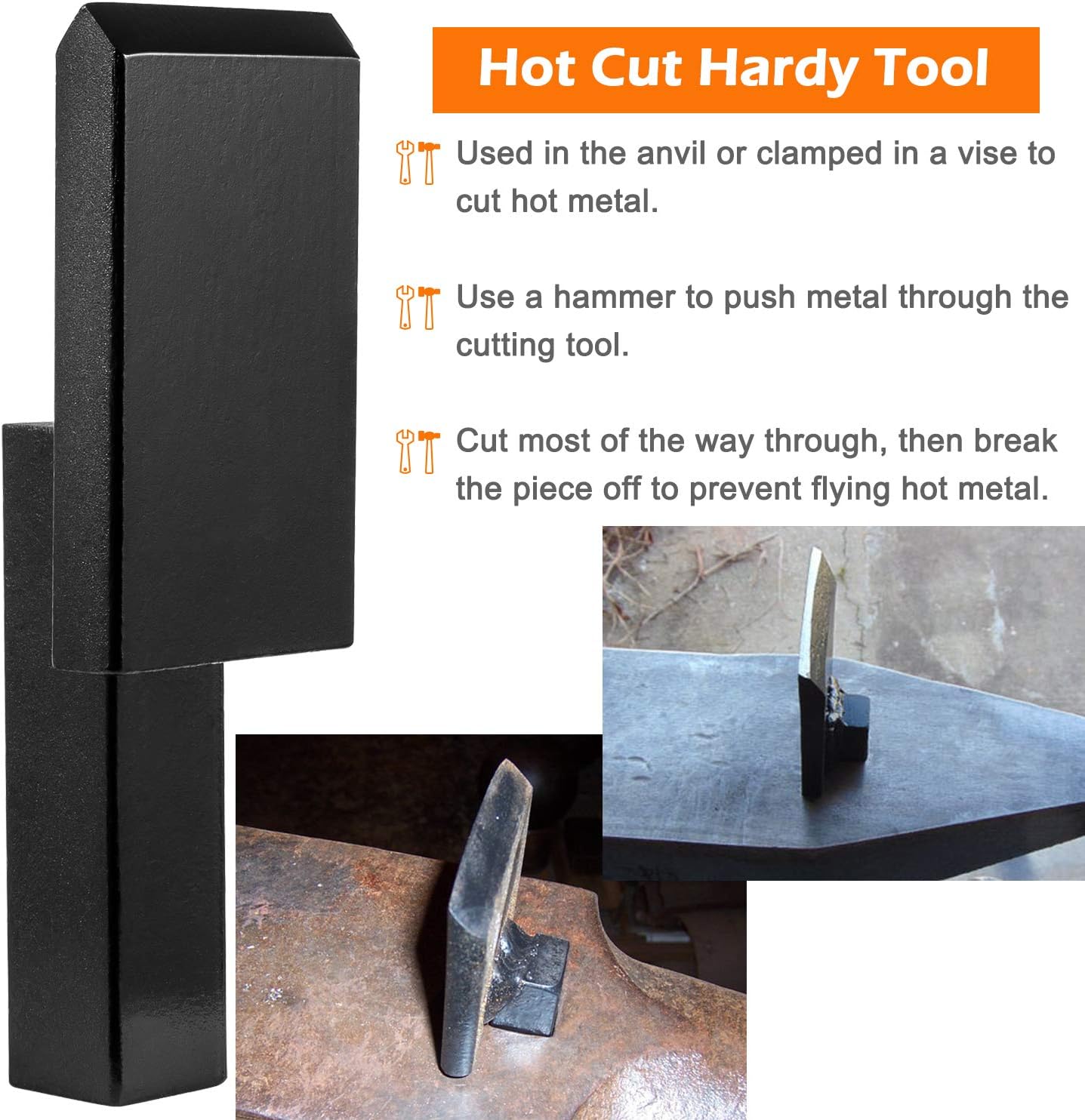 Blacksmith Anvil Forge Hardy Tool 3/4" Hot Cut Creasing Stake Spring Fuller Tool Set (3Pcs)