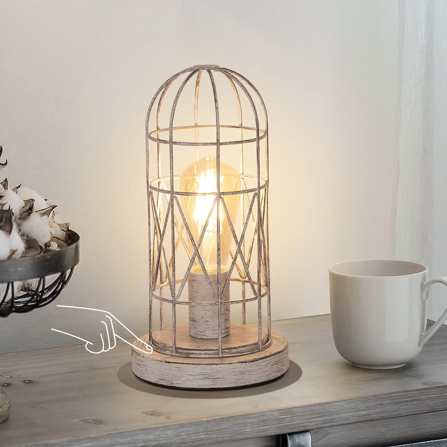 Touch Control Table Lamp, 3 Way Dimmable Lamp, Industrial Bedside Lamp
