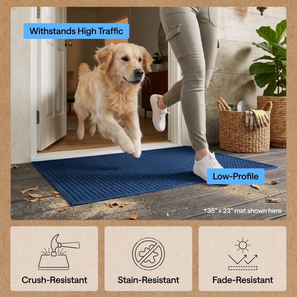 GORILLA GRIP® HydroABSORB Door Mat for Indoor Outdoor Use, 29x17 Black