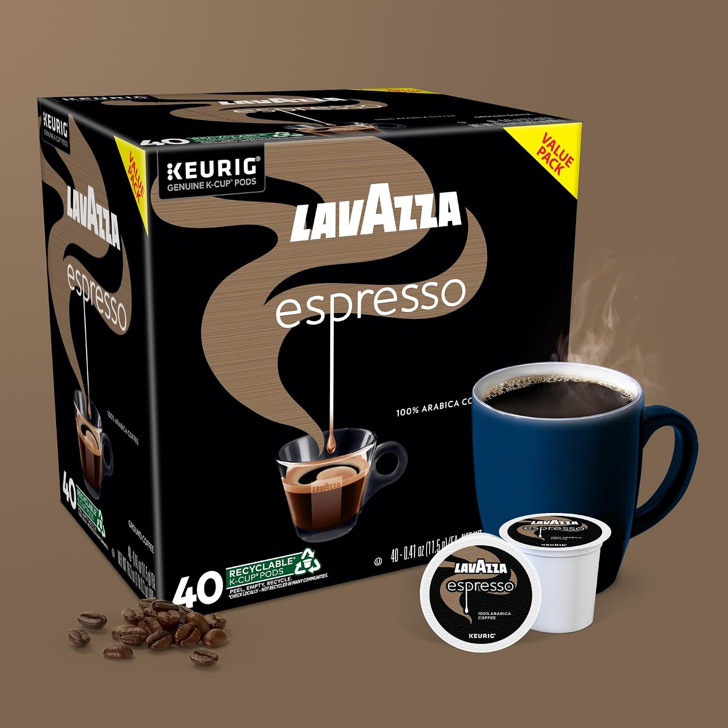 Lavazza Espresso, Single-Serve Keurig K-Cup Pods, Medium Roast Coffee, 32-Count Box
