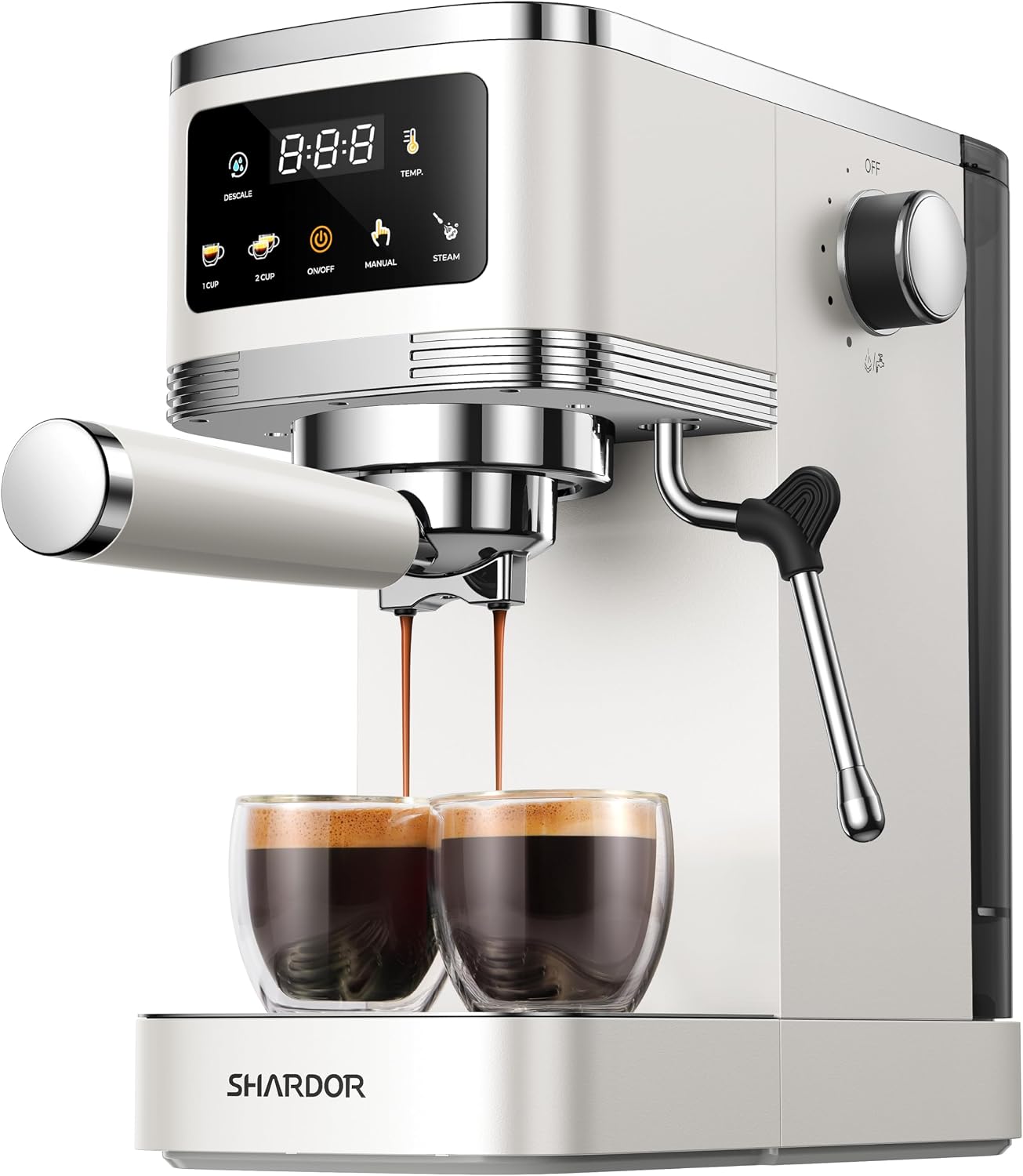 SHARDOR Espresso Machine 20 Bar, Professional Espresso Machine with Milk Frother and Touchscreen, Expresso Coffee Machines with Adjustable Temperature,for Cappuccino, Latte, Stainless Steel, White