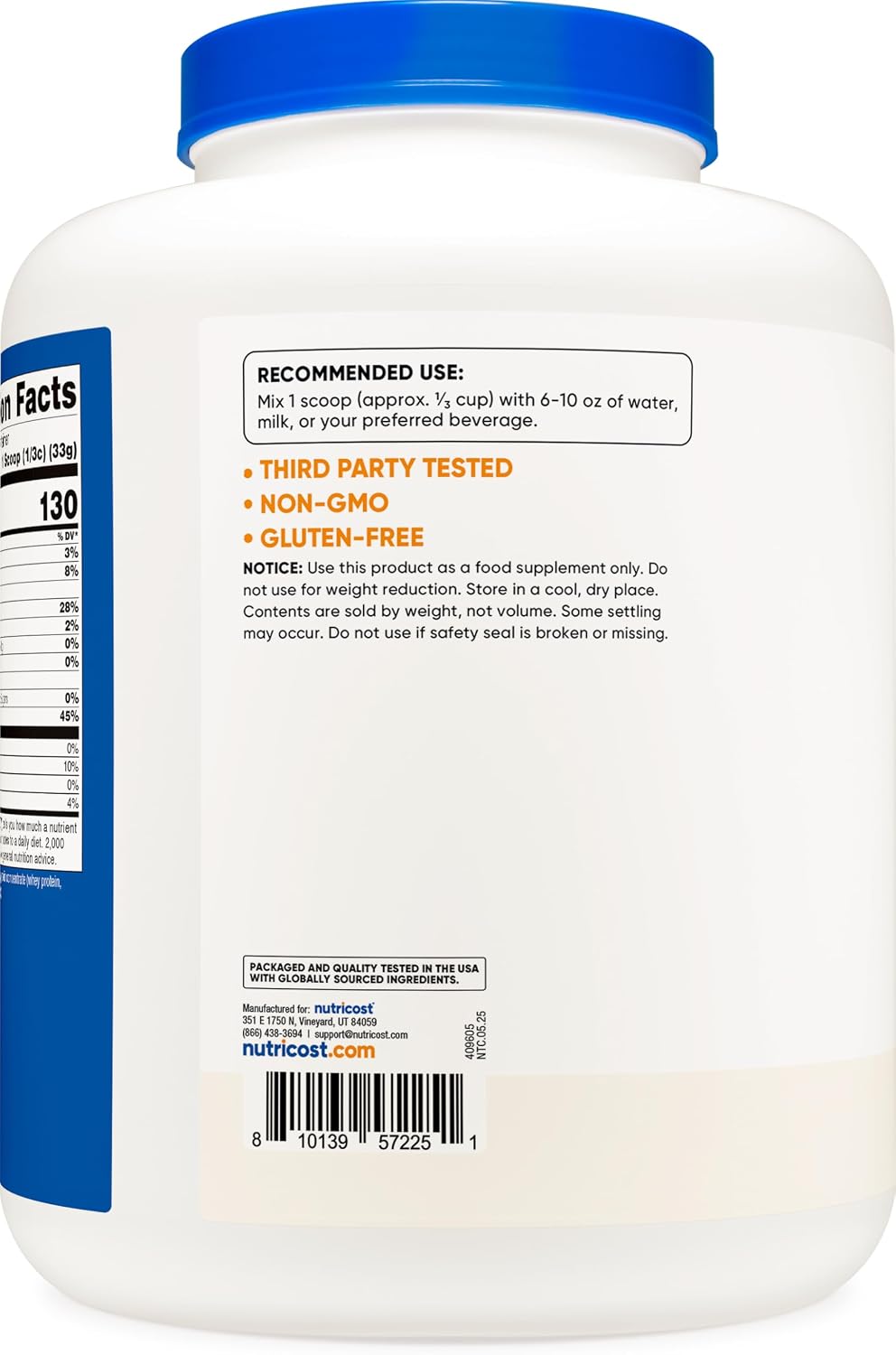 Nutricost Grass-Fed Whey Protein Concentrate (Unflavored) 2LBS | Undenatured, GMO-Free, Gluten Free, Natural Flavors