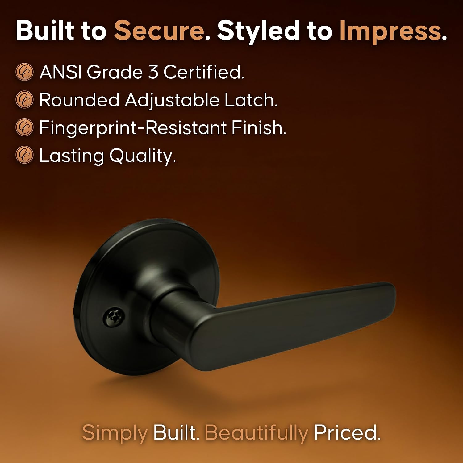 Copper Creek DL1231SS Daley Push Button Privacy Door Lever, Satin Stainless