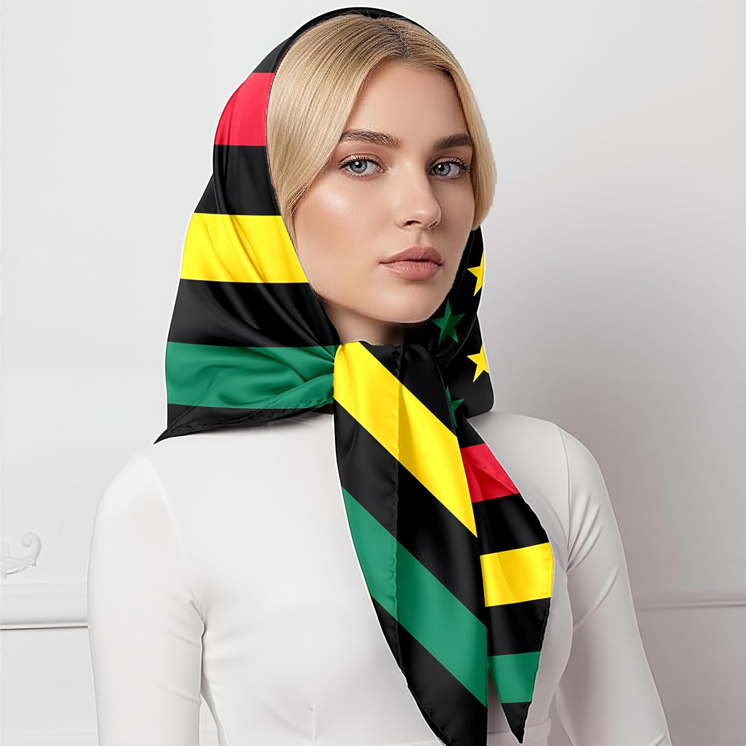 Fashion Bandana Women,Flag Silk Scarf,27.5x27.5 Large Square bandanas,Satin Hair for Sleeping,Travel,for Gift