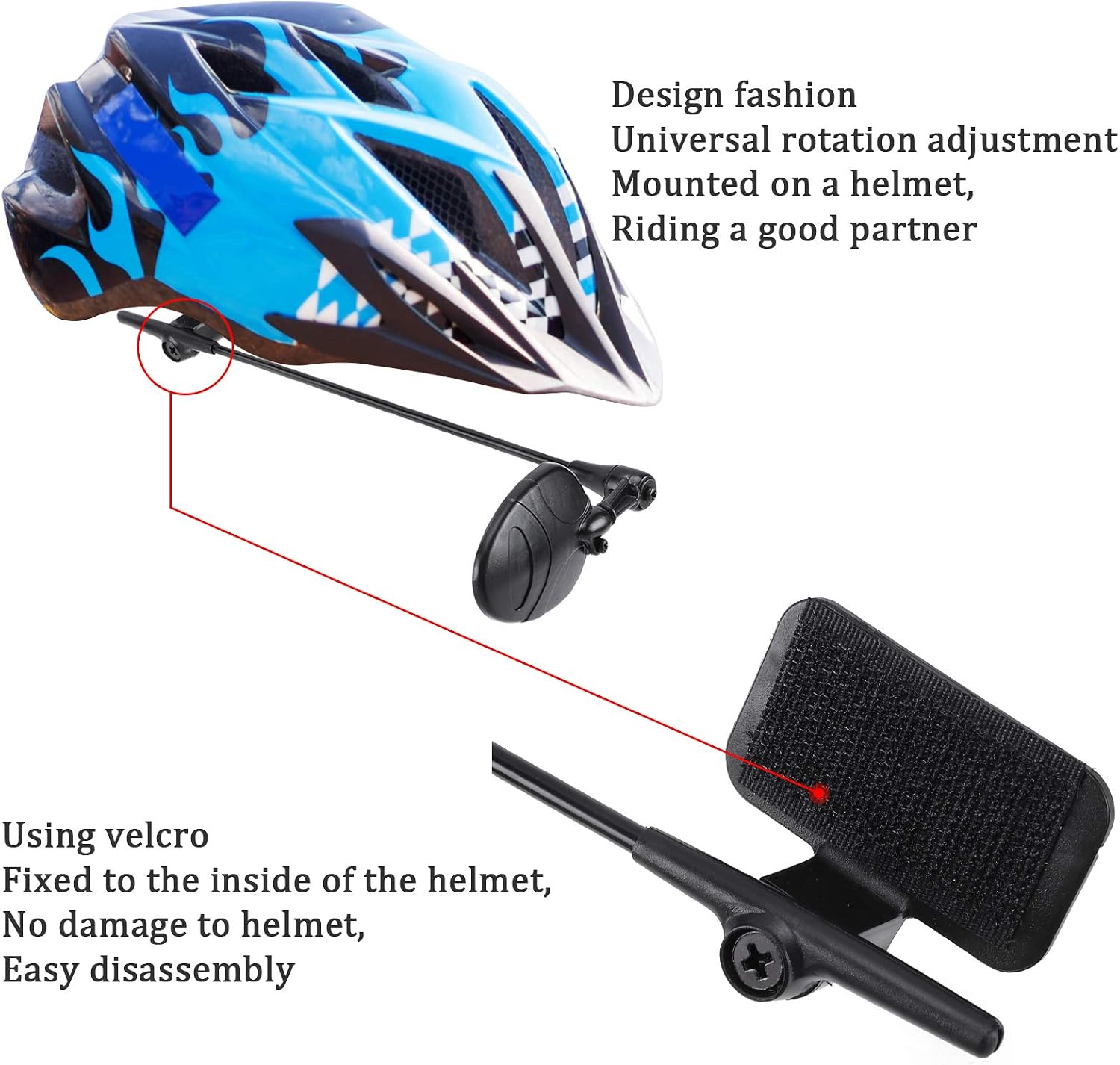 Accmor 2 Pack Bike Helmet Mirror, 360 Degree Adjustable Lightweight Bicycle Cycling Rear View Helmet Mirror for Cycling, Cycling Accessories