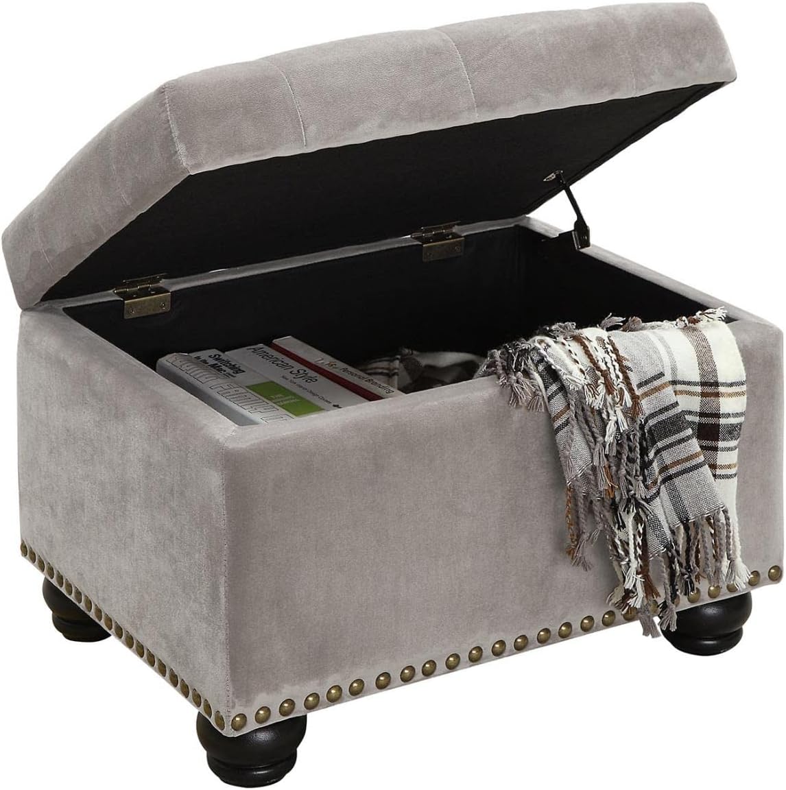 Convenience Concepts Designs4Comfort 5th Avenue Storage Ottoman 24" - Contemporary Foot Stool and Seat with Hinged Lid for Living Room, Dining Room, Office, Den, Espresso Faux Leather