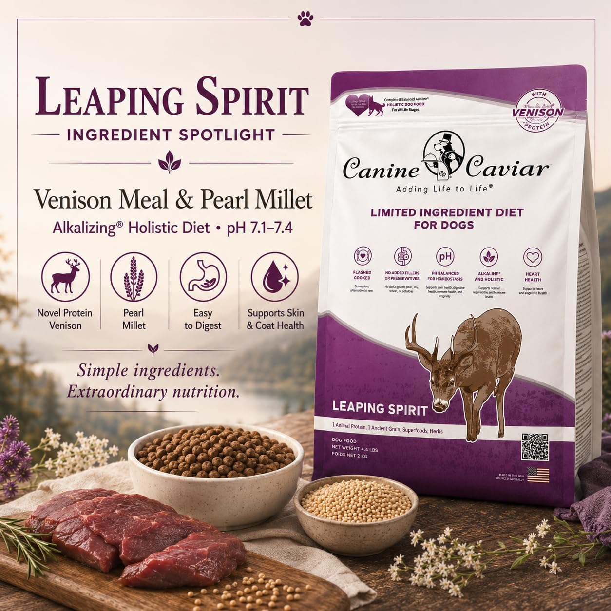 Canine Caviar - Open Range: Water Buffalo & Chickpea Alkaline Dry Dog Food, Limited Ingredients, Gluten-Free, Based on Science & Research, Veterinary Alternative Diet (22 Pound Bag)