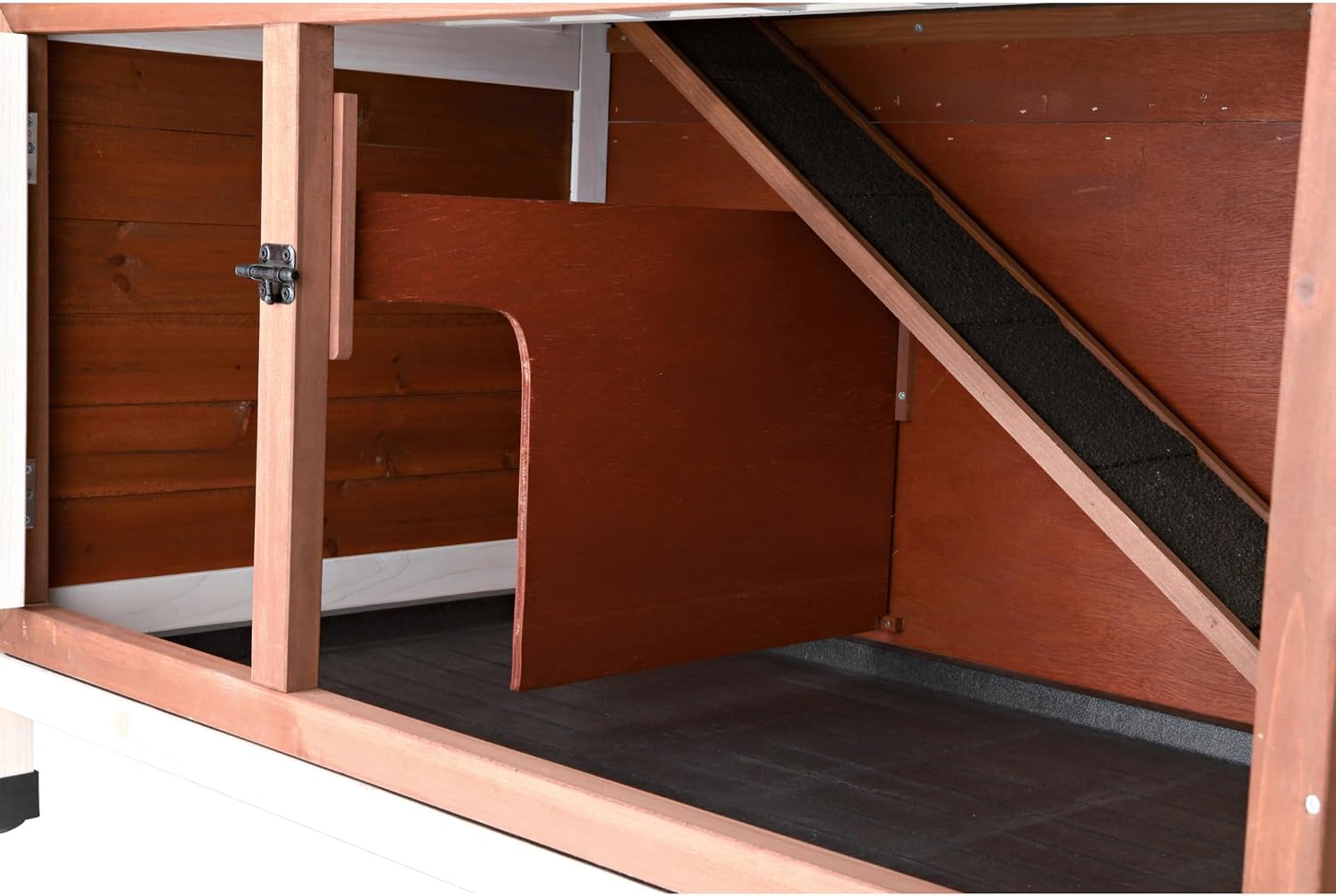 Trixie 2-Story Rabbit Hutch with Retreat Area, Non-Slip Ramp, Hinged Roof with Locking Arm, 4 Doors, 2 Metal Slide Latches, and Pull-Out Trays for Easy Cleaning