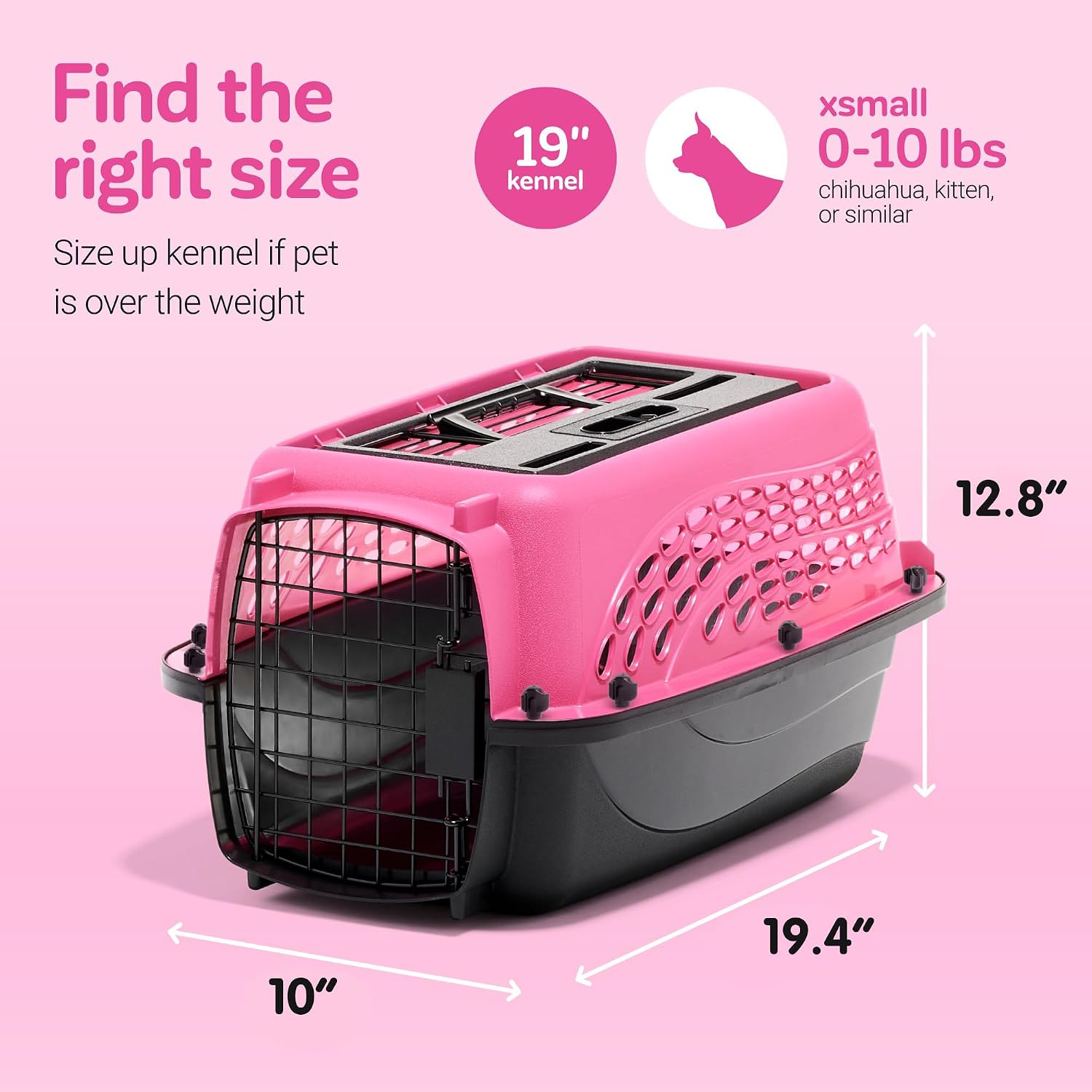 Petmate 2-Door Dog, Puppies & Cat Kennel, 19", White | Top & Front Loading, Made in USA, Extra Small