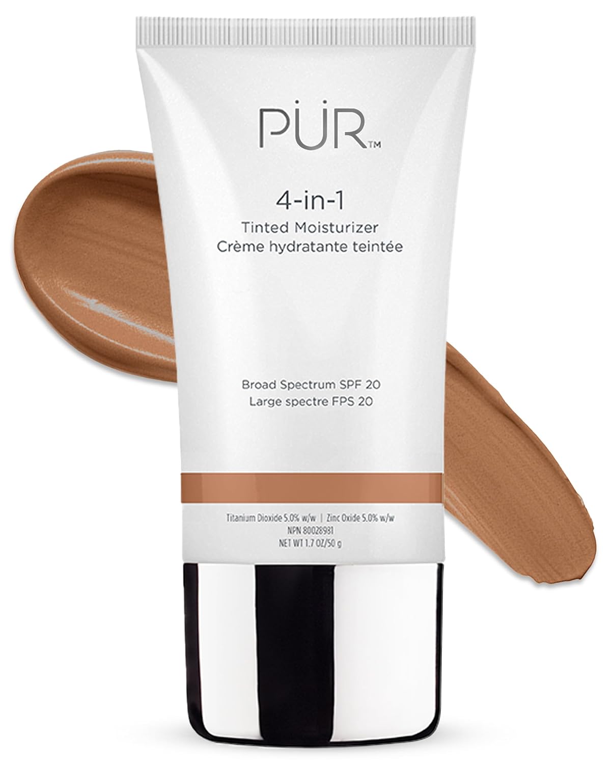 PÜR MINERALS 4-in-1 Tinted Moisturizer With SPF 20 - Hydrating Face Moisturizer, Primer, & Foundation With Shea Butter