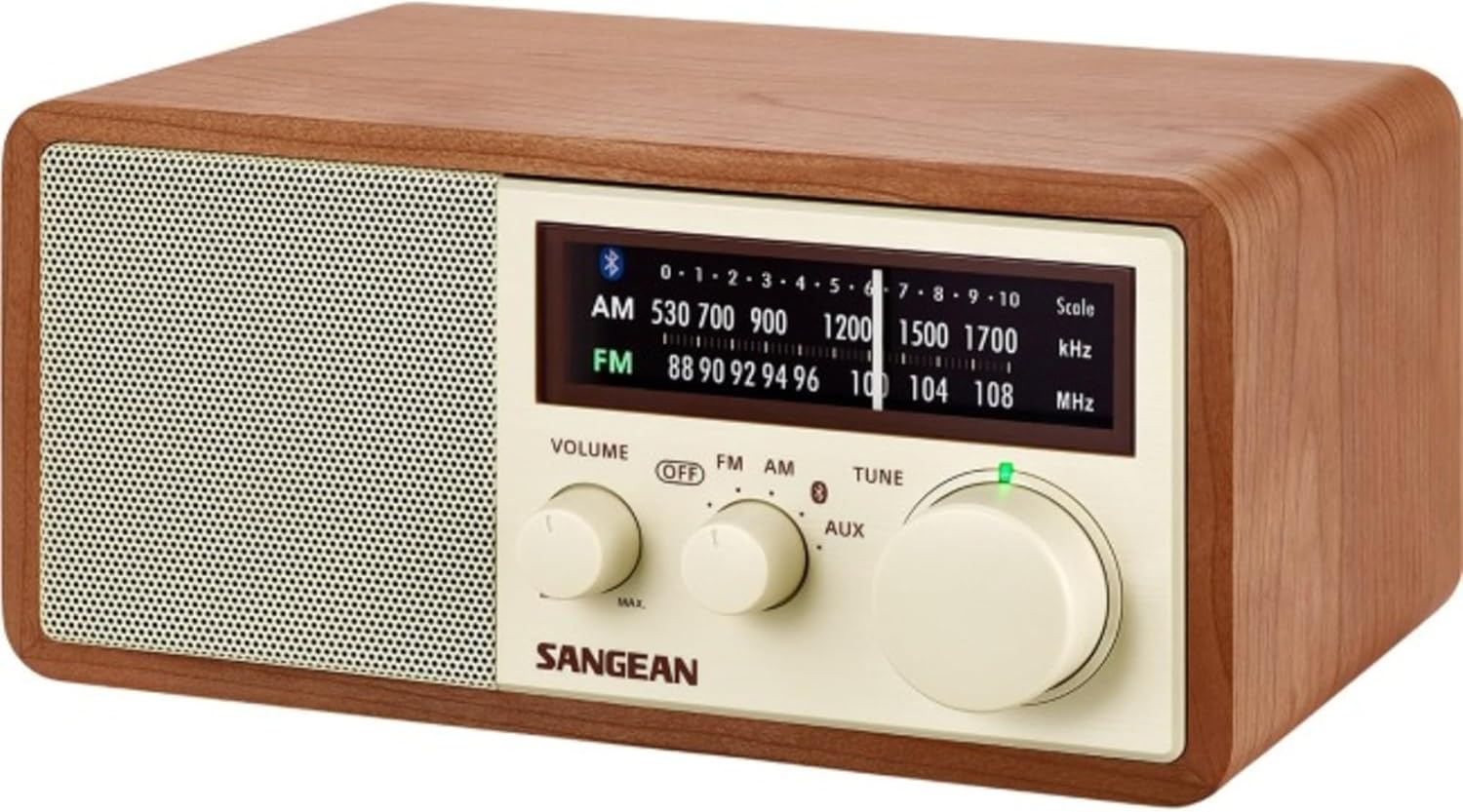 Sangean WR-16 AM/FM, Aux-in, Bluetooth, Wooden Cabinet Radio