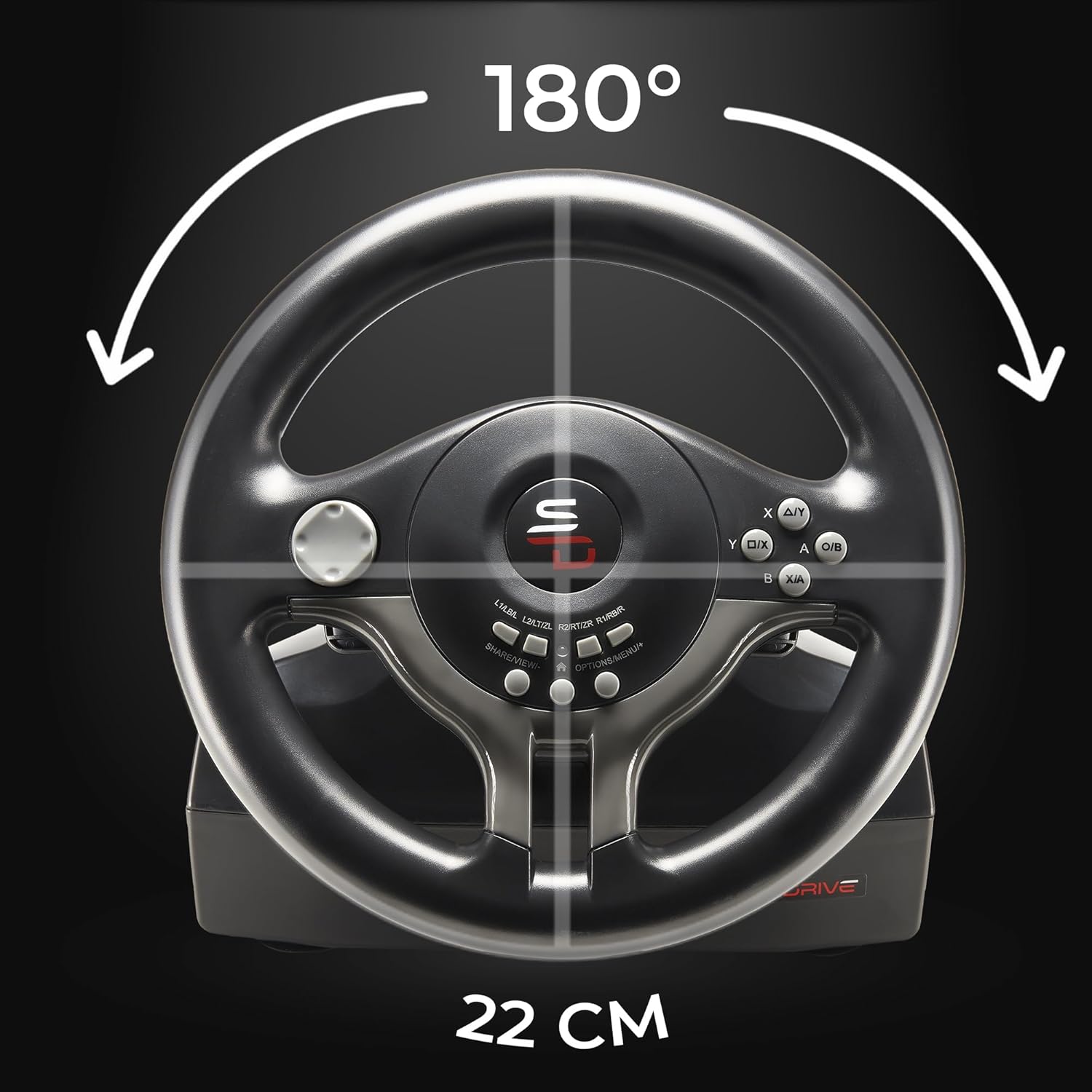 SUBSONIC Racing SV250 Gaming Steering Wheel Switch 2, PS4, Xbox & PC – 180°