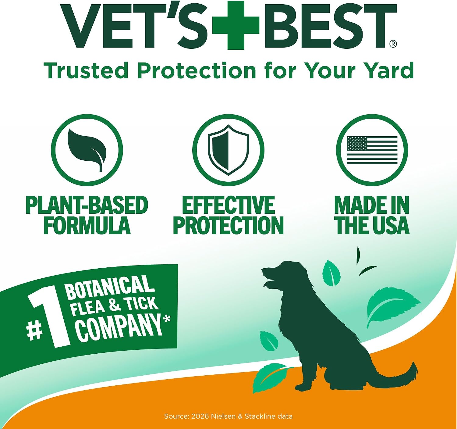 Vet's Best Flea & Tick, Mosquito, Yard & Kennel Spray for Dogs, 32 oz | Plant-Based Yard Treatment, Kills Fleas, Ticks & Mosquitoes, Ready-to-Use Hose Attachment, Safe for Plants, Made in USA