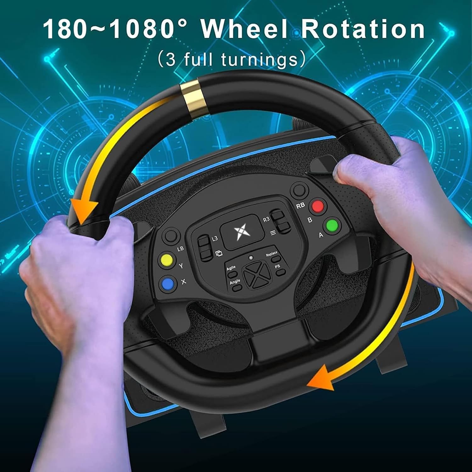 DOYO Gaming Steering Wheel with Pedals for PC, Xbox One, Xbox Series X