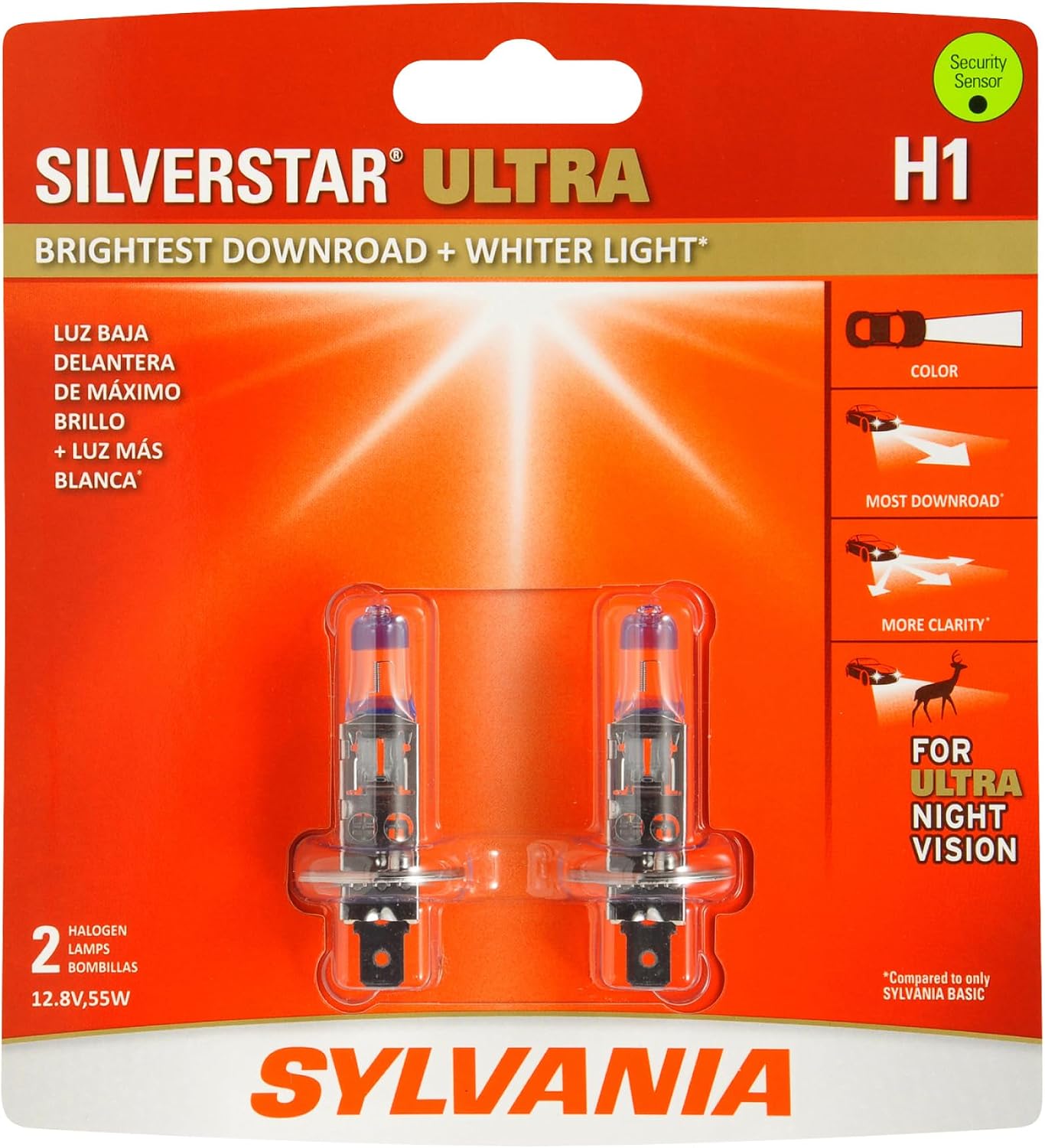 SYLVANIA - H1 SilverStar Ultra - High Performance Halogen Headlight Bulb, High Beam, Low Beam and Fog Replacement Bulb