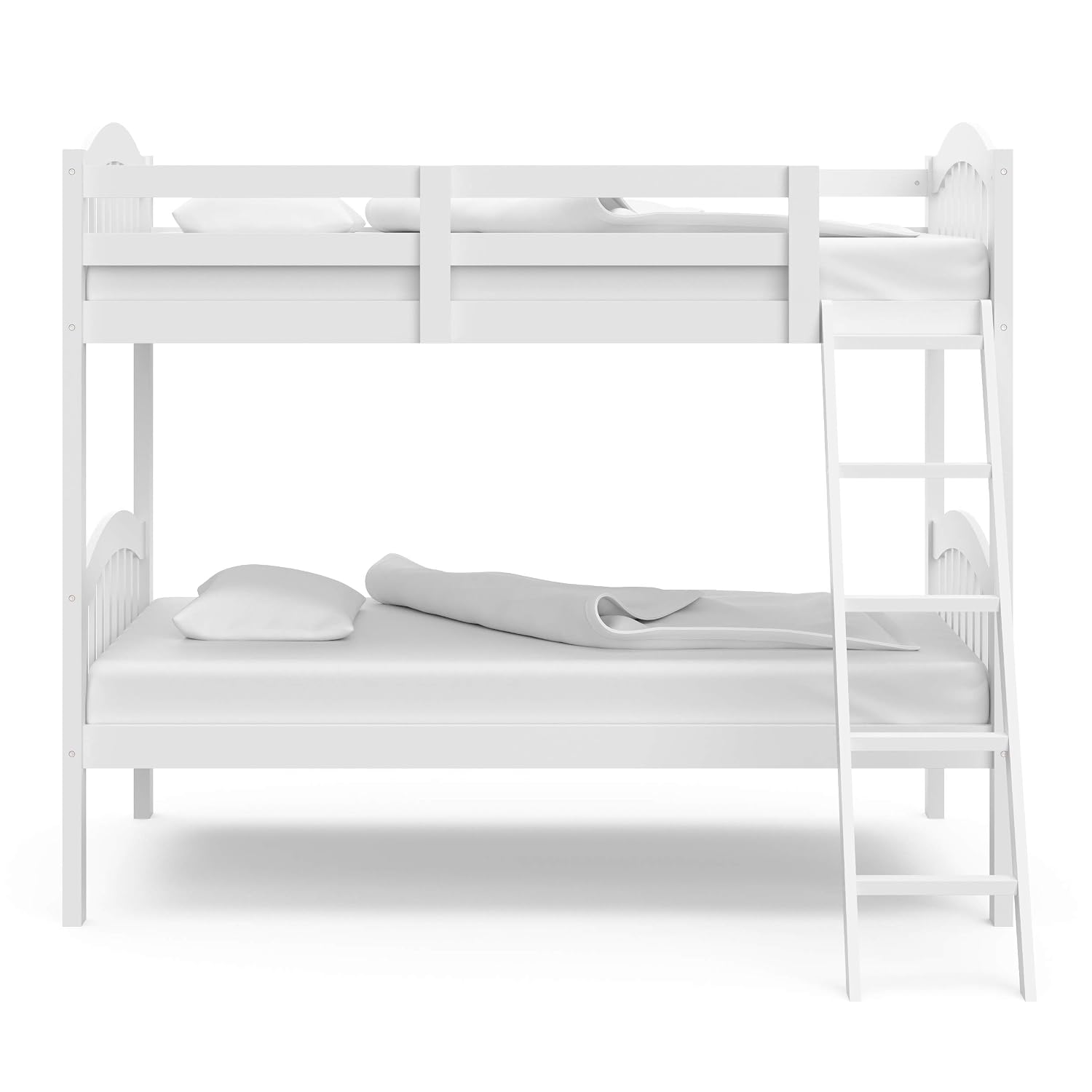 Storkcraft Long Horn Twin-Over-Twin Bunk Bed, White | GREENGUARD Gold Certified, Converts to 2 Individual Twin Beds, Wood Bunk Bed for Kids Bedroom, No Box Spring Required