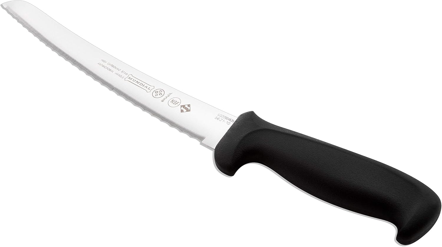Mundial 10-Inch Curved Micro-Serrated Bread Knife, High-Carbon Stainless Steel Blade, Ergonomic Black Handle for Perfect Slicing