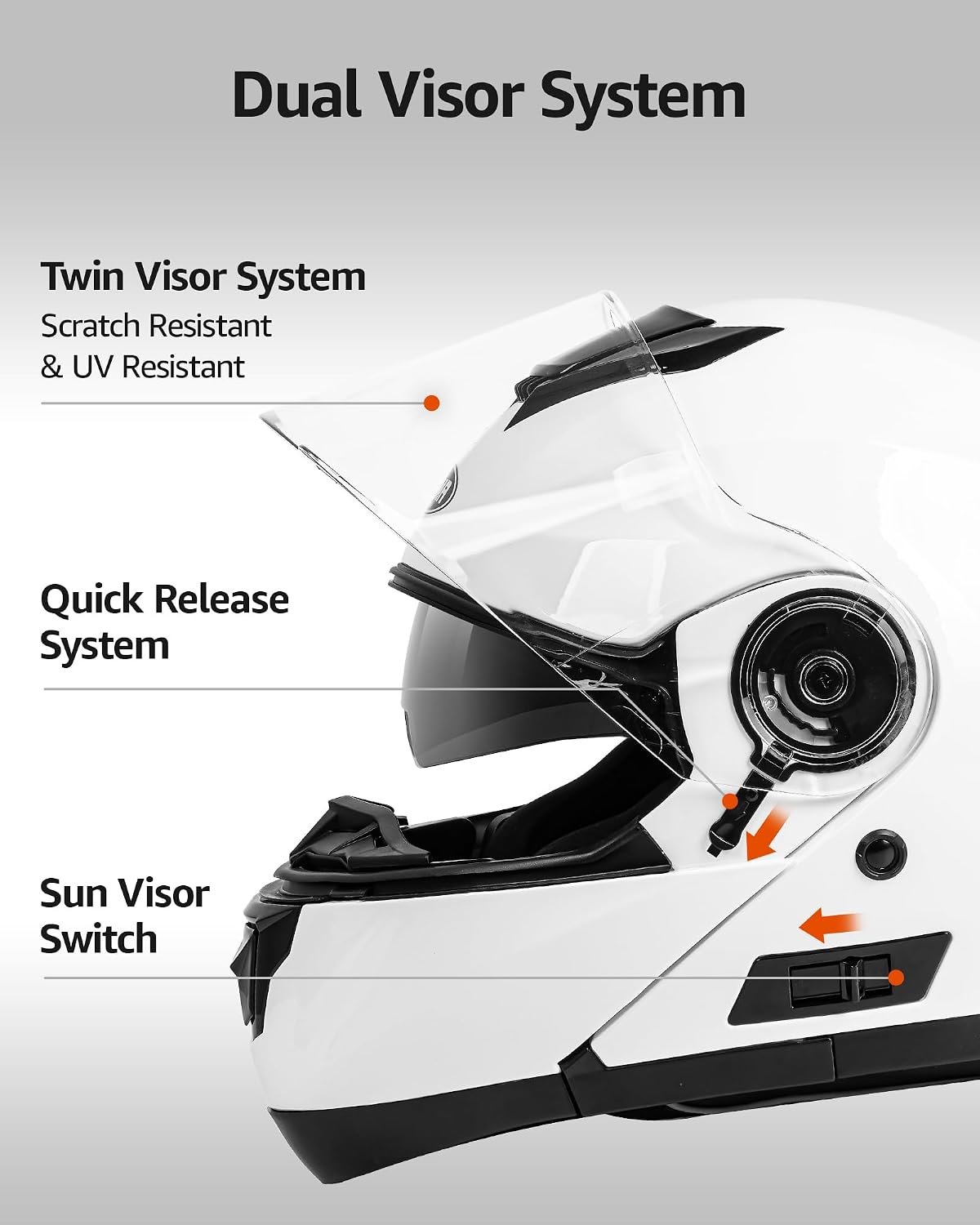 YEMA Modular Motorcycle Helmets, DOT Approved Full Face Motorcycle Helmet with with Flip Up Dual Visor for Men & Women - Street, Scooter, ATV, E-Bike