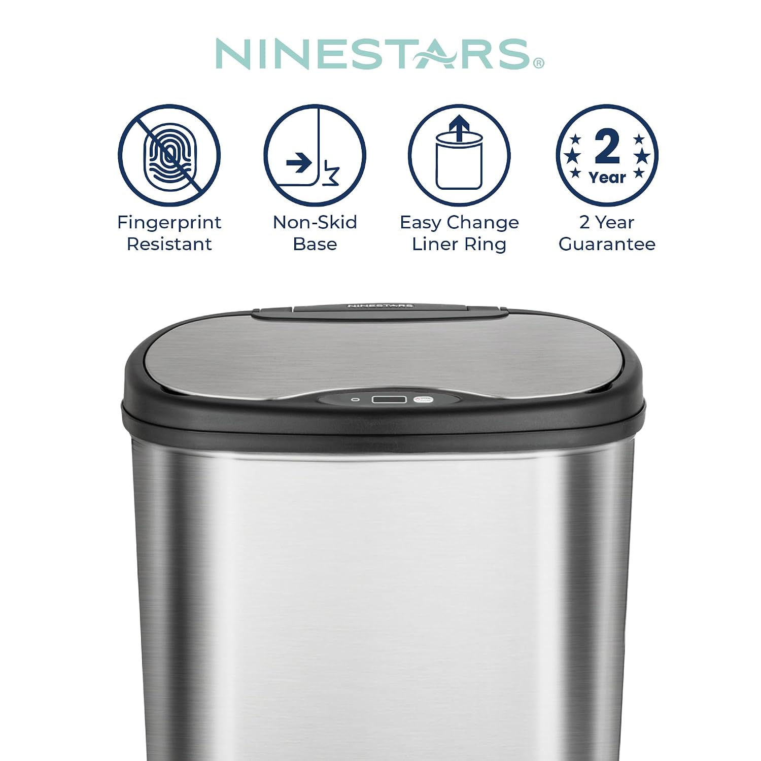 Ninestars 13 Gallon Oval Automatic Trash Can, 50L Touchless Motion Sensor Garbage Can with Odor-Sealing Lid & One-Touch Manual Mode