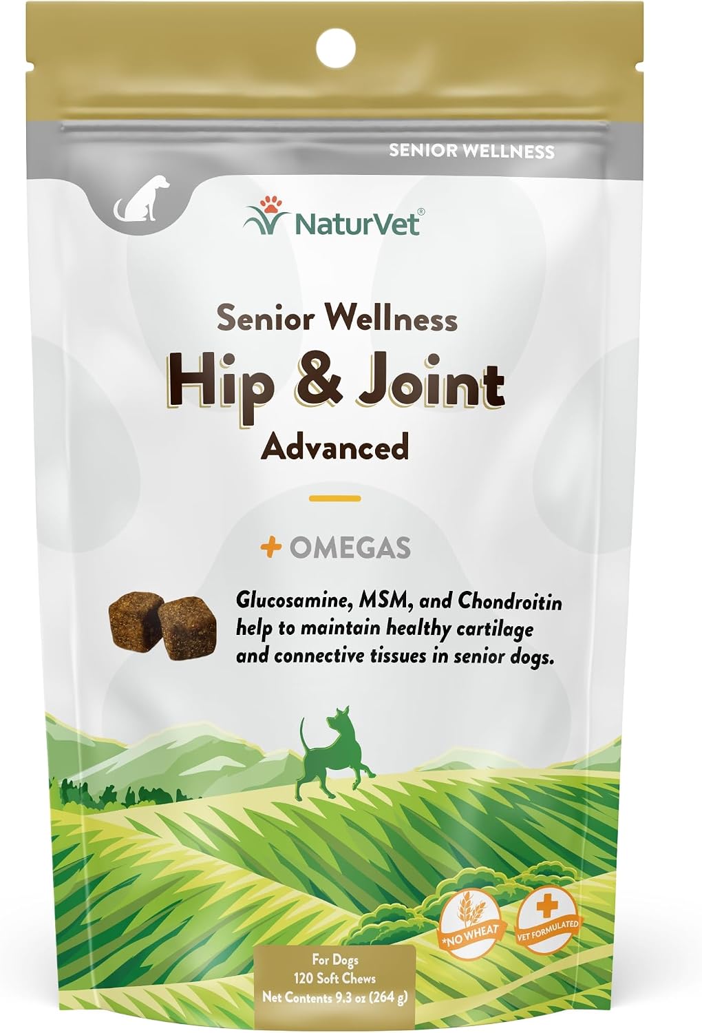 NaturVet – Senior Wellness Hip & Joint Advanced Plus Omegas | Help Support Your Pet’s Healthy Hip & Joint Function | Supports Joints, Cartilage & Connective Tissues | 120 Soft Chews