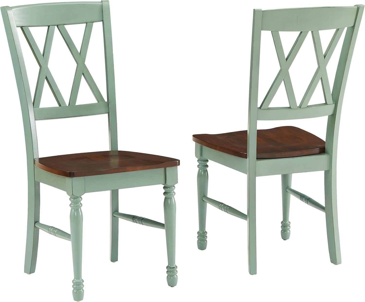 Crosley Furniture Shelby Traditional Wood X-Back Dining Room Chairs Set of 2, Kitchen Chair, Distressed White