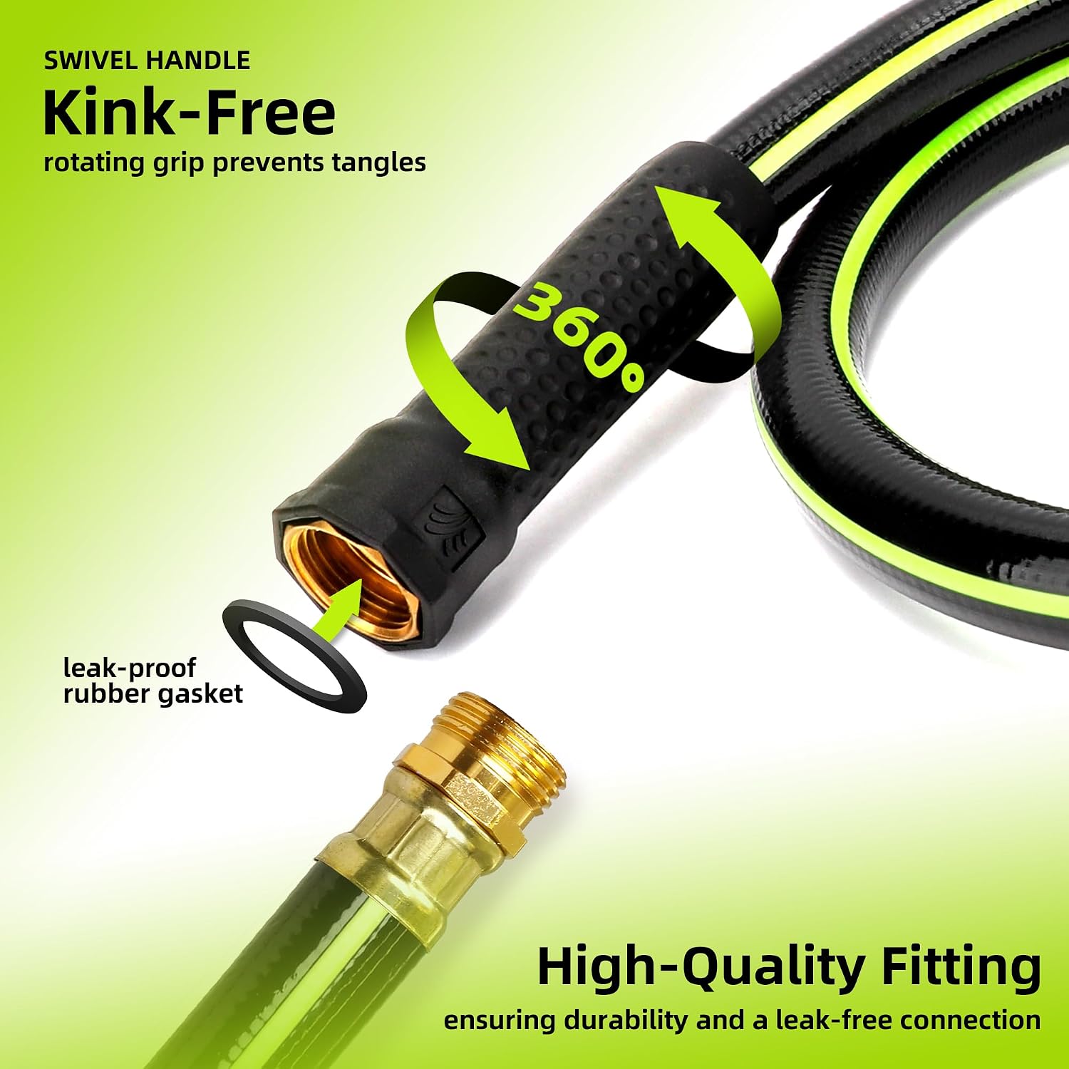 Worth Garden Hose 3/4 in. x 50 ft. - Heavy Duty Lightweight PVC Water Hose - Flexible, No Kink, Leakproof, Male to Female Fittings - 200PSI Work & 500PSI Burst, for Lawn, Gardening & Commercial Use
