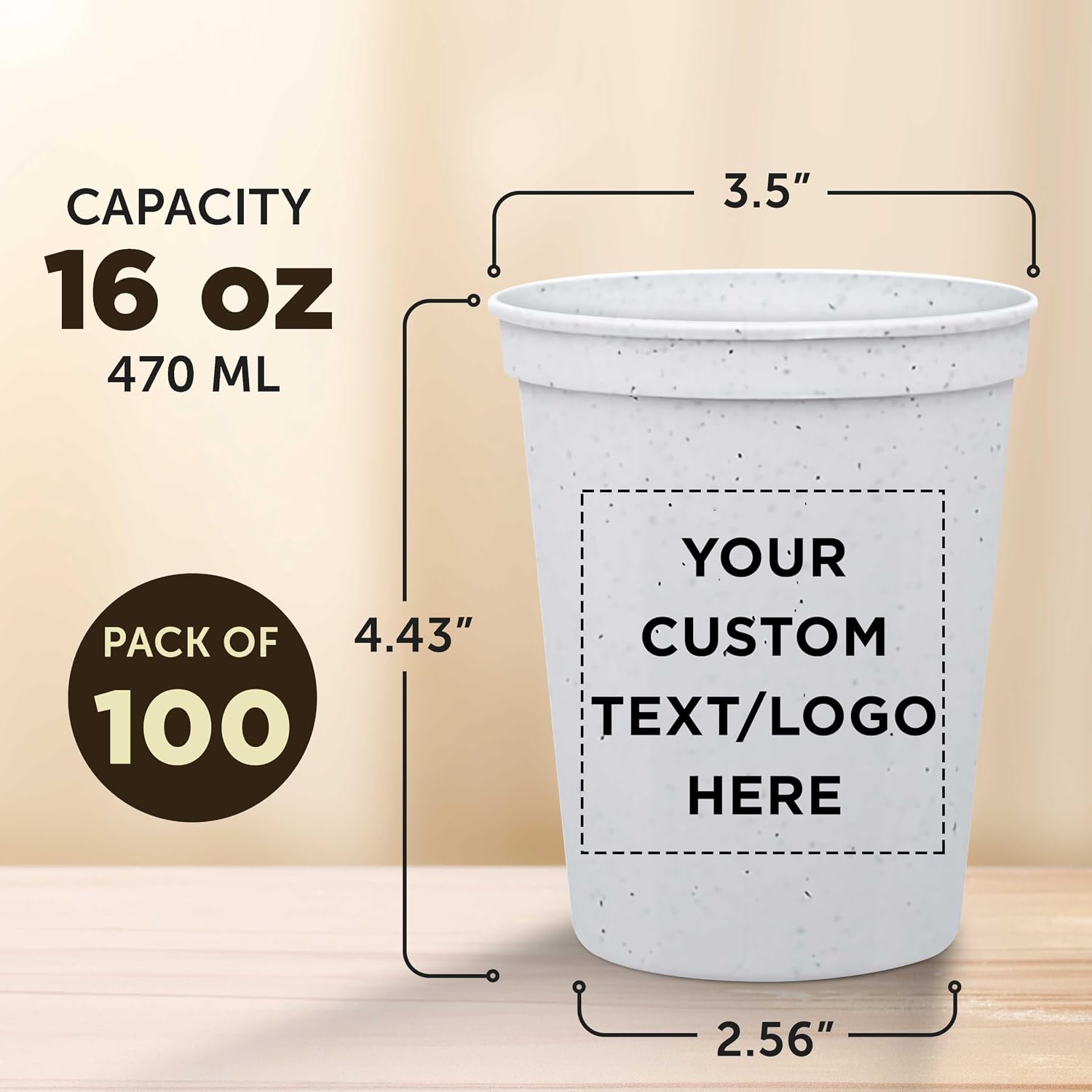 DISCOUNT PROMOS Custom Plastic Stadium Cups 16 oz. Set of 10/50/100, Personalized Bulk Pack - Perfect for Birthdays, Weddings, Picnic, Beach