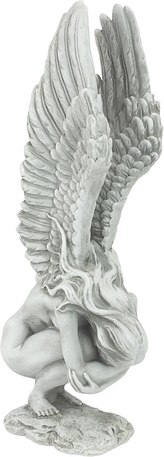 Design Toscano Remembrance and Redemption Angel Religious Indoor/Outdoor Garden Statue, From Base to Top of the Wings Nearly 3 feet tall! Tall, Cast Stone Resin, Antique Stone Finish