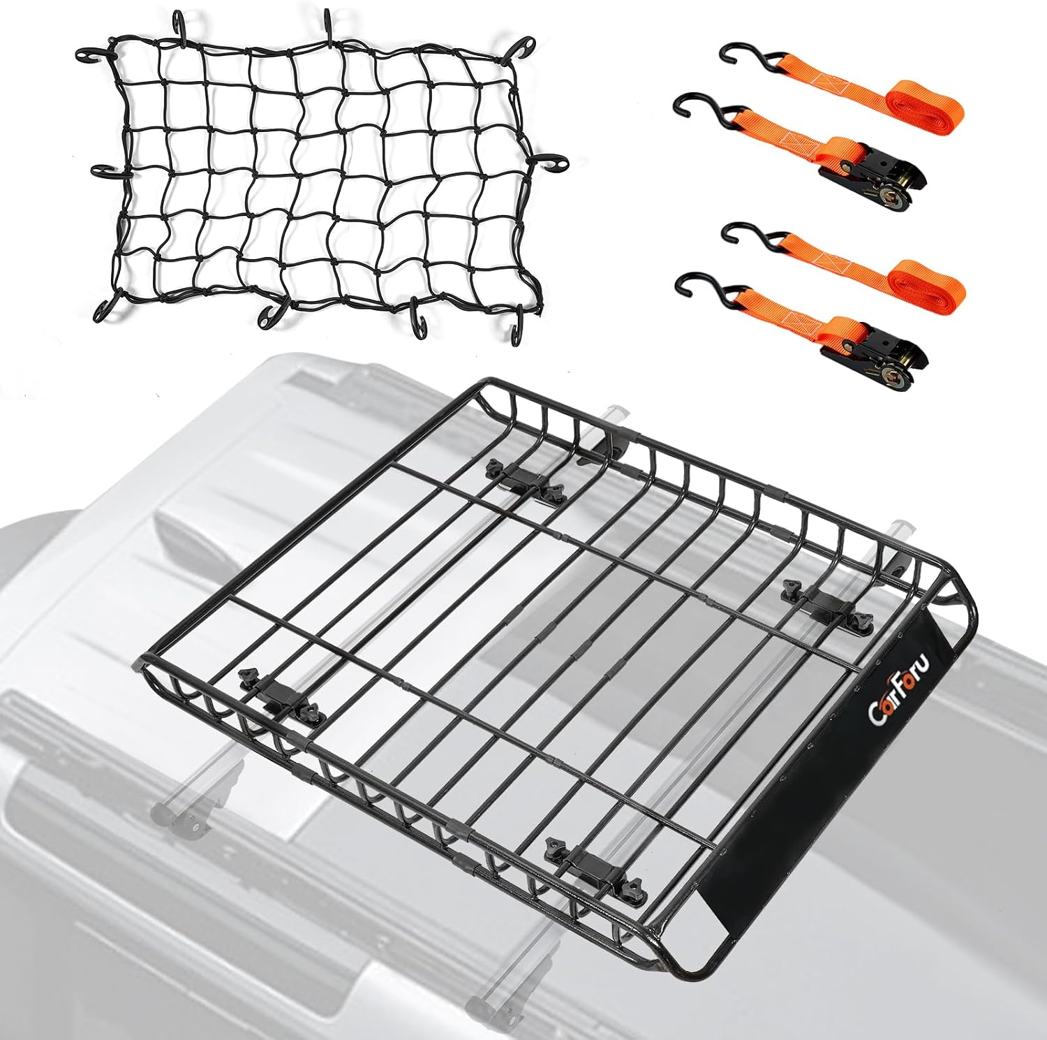 Universal Roof Rack Basket, 51"x36"x5", 250LB Heavy Duty for Truck | Premium heavy duty universal roof cargo basket, 250LB capacity