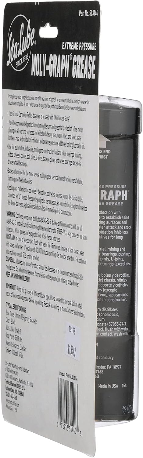 Sta-Lube Moly-Graph Extreme Pressure Multi-Purpose Grease SL3144 - [Pack of 3] 3 Wt Oz., Extreme Pressure