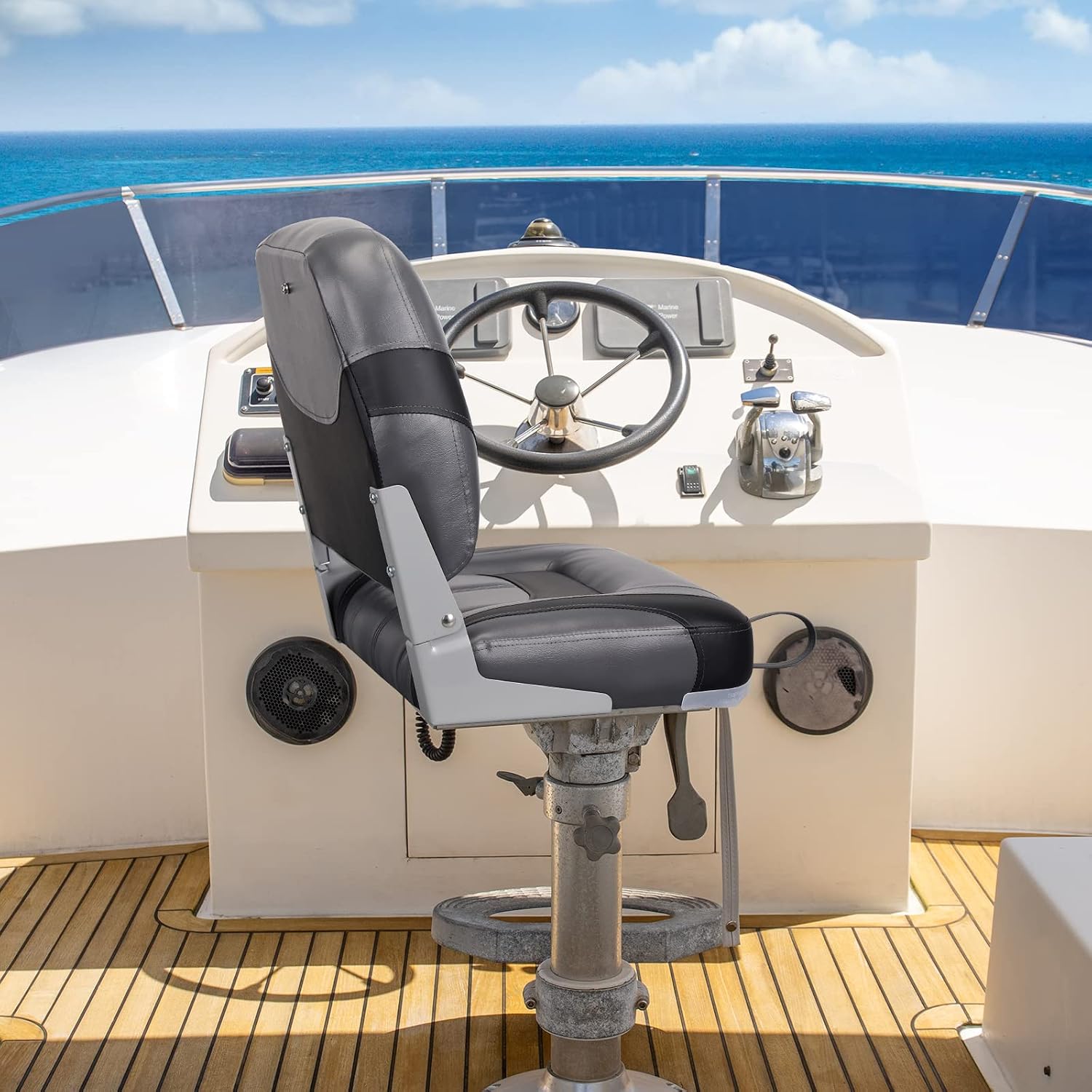 Leader Accessories Low/High Back Folding Fishing Marine Boat Seat 2 Pack