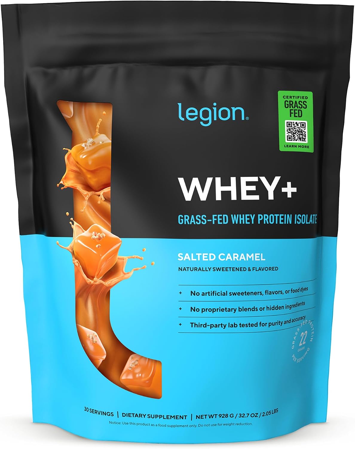 LEGION Whey+ Protein Whey Isolate from Grass Fed Cows (French Vanilla, 30 Servings) - Whey Protein Isolate Powder, Low Calorie, Non-GMO, Sugar Free, Lactose and Gluten Free, All Natural Protein Powder