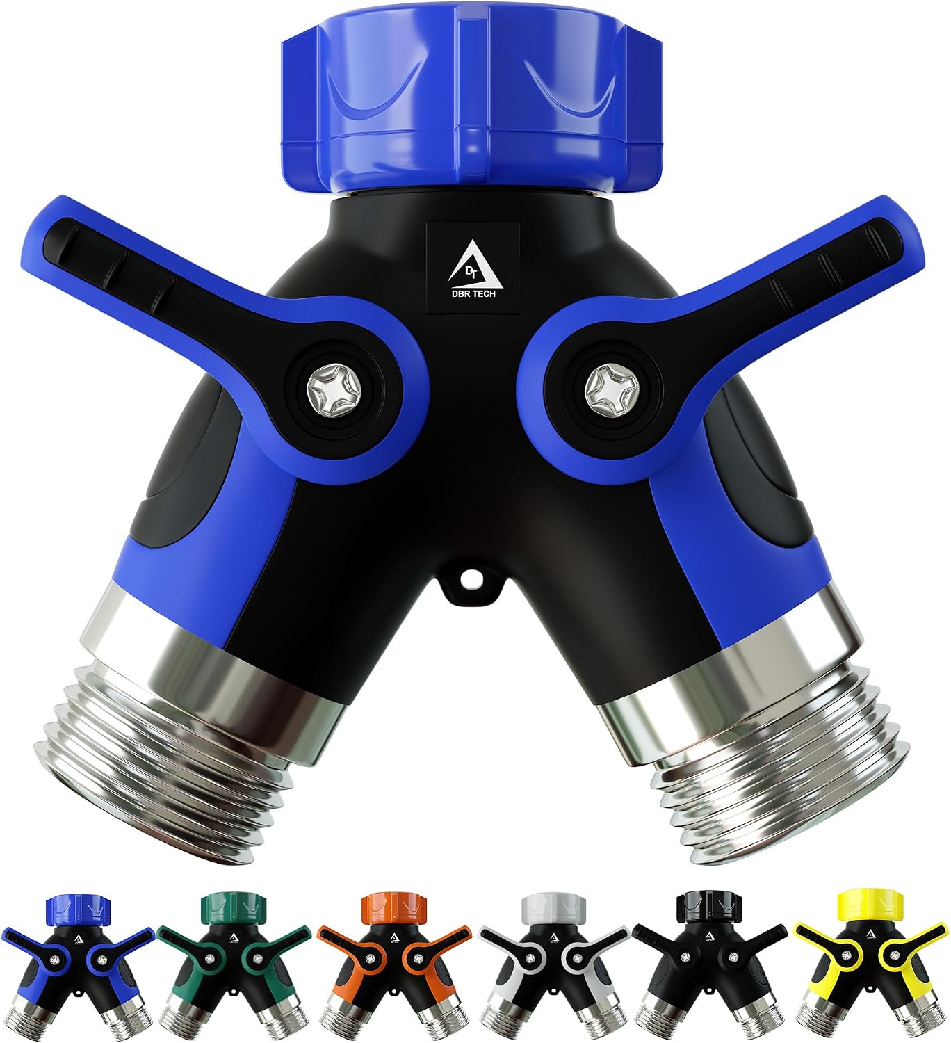 DBR Tech® Hose Splitter 2 Way, Heavy Duty Metal Connector, Two Way Garden Hose Splitter, High Flow Spigot Faucet Bib Adapter